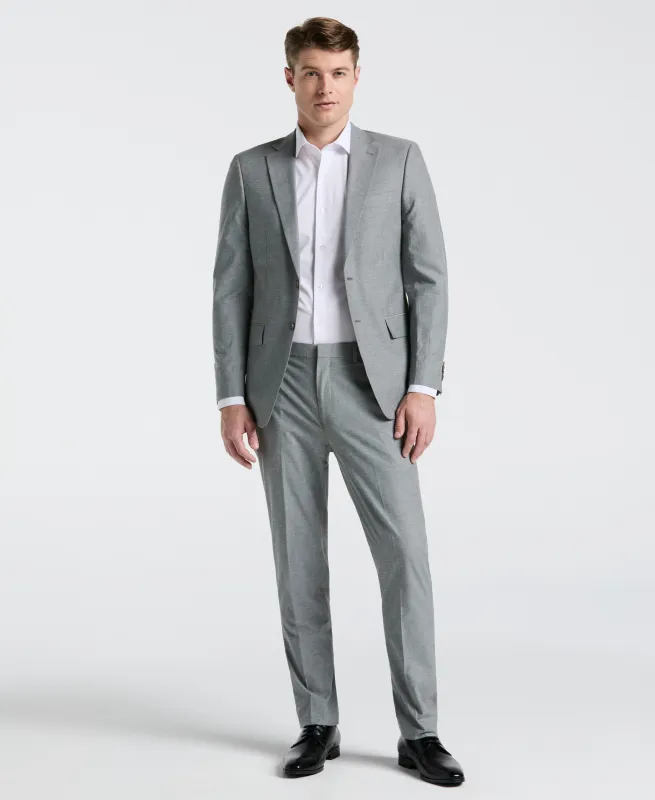 Slim Fit Gray Solid Linen Blend Suit sold by Perry Ellis