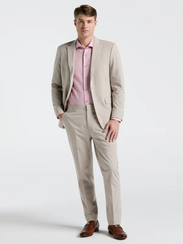 Slim Fit Tan Solid Linen Blend Suit sold by Perry Ellis