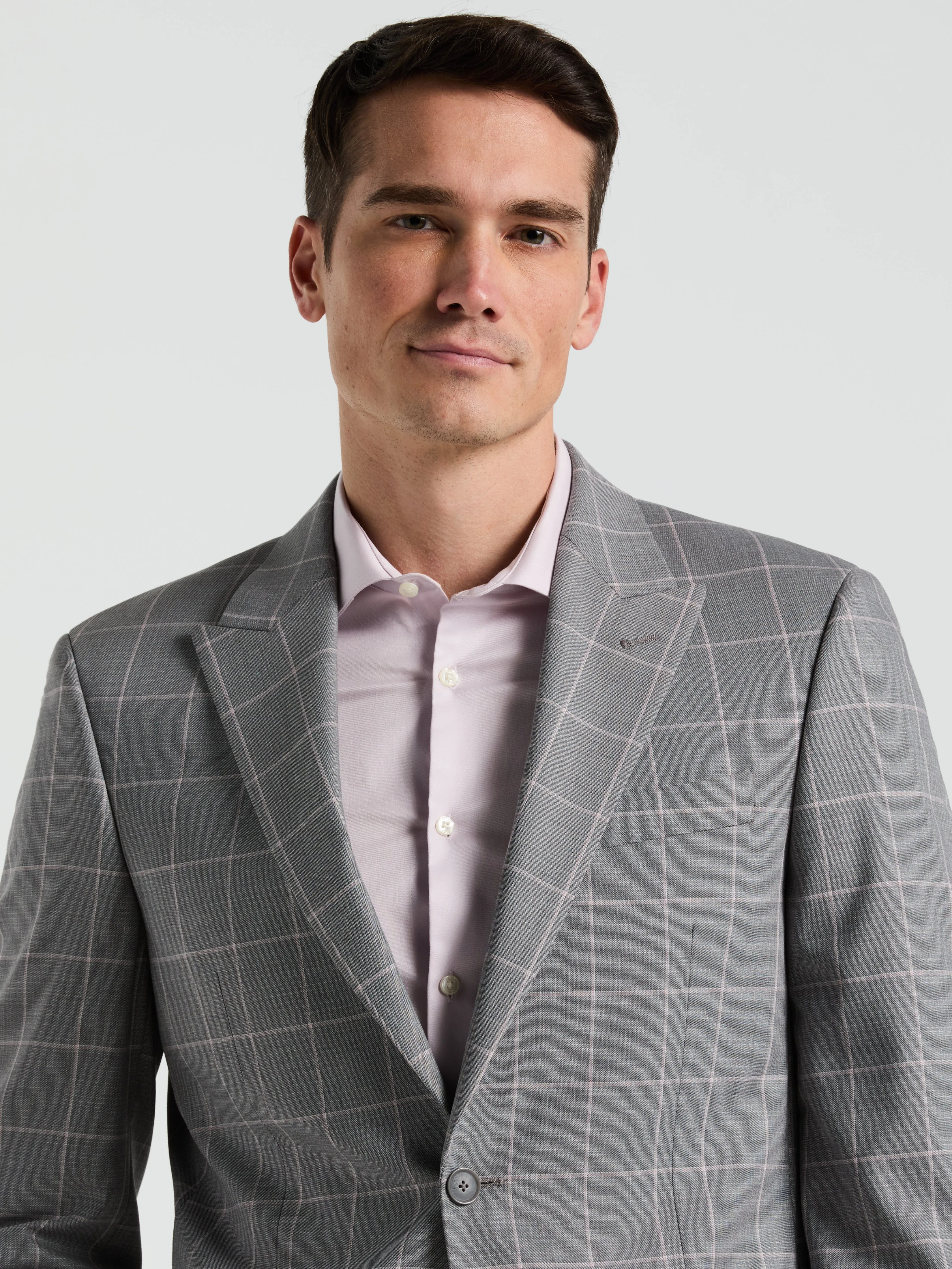 Slim Fit Gray Windowpane Pattern Suit sold by Perry Ellis product image thumbnail 4