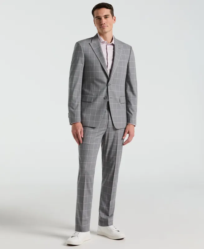 Slim Fit Gray Windowpane Pattern Suit sold by Perry Ellis