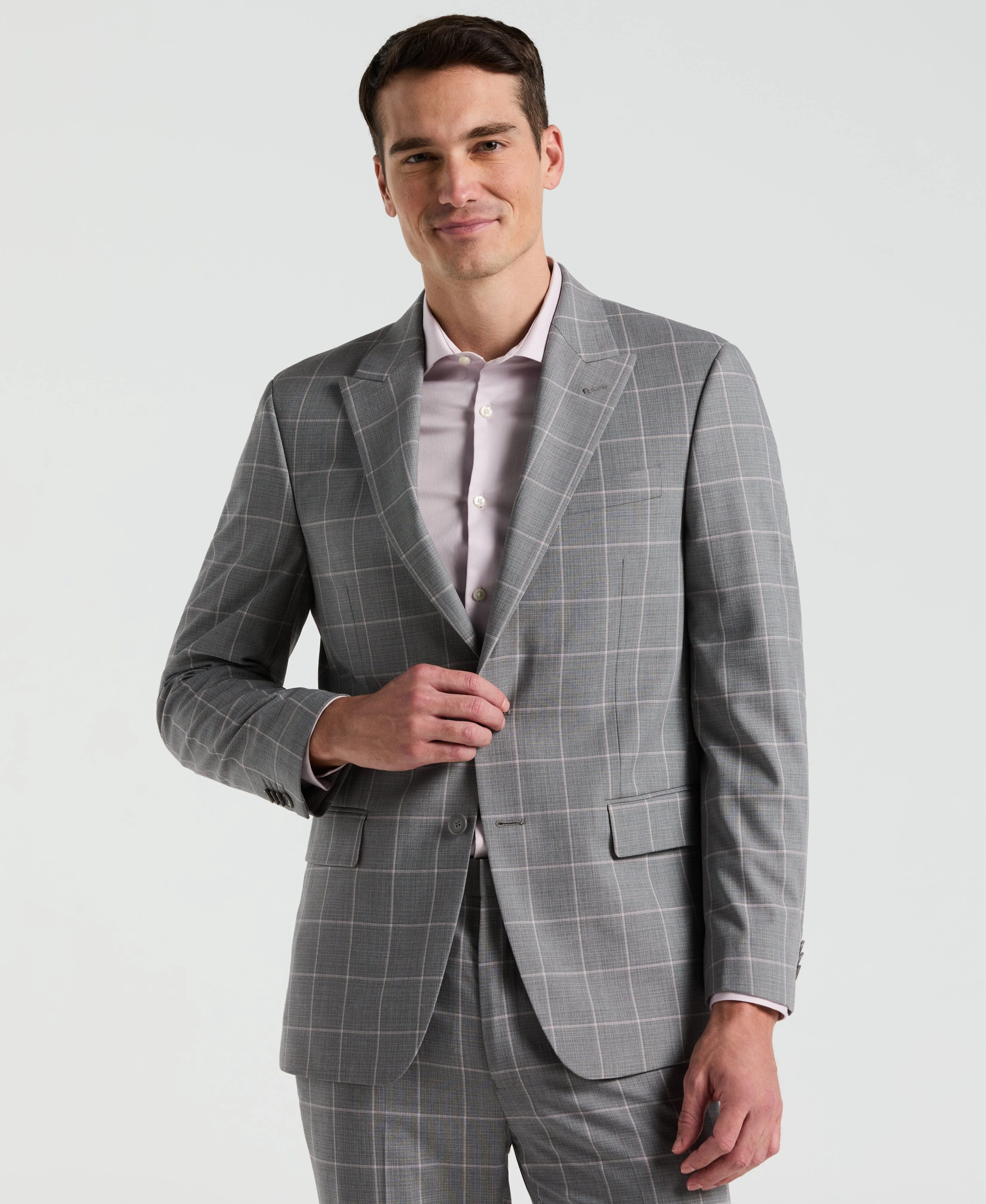Slim Fit Gray Windowpane Pattern Suit sold by Perry Ellis product image thumbnail 2