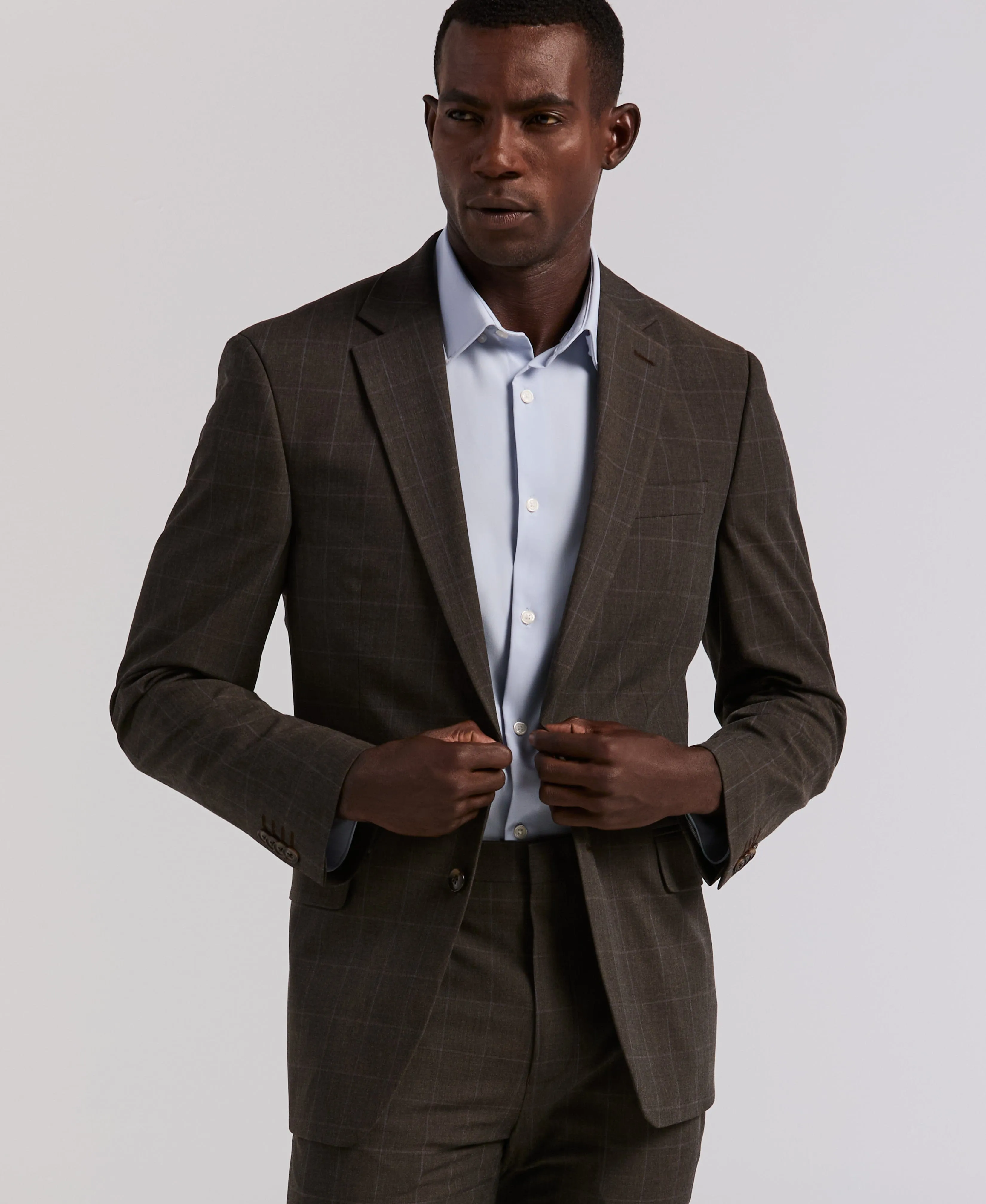 Slim Fit Brown Windowpane Suit sold by Perry Ellis product image thumbnail 2