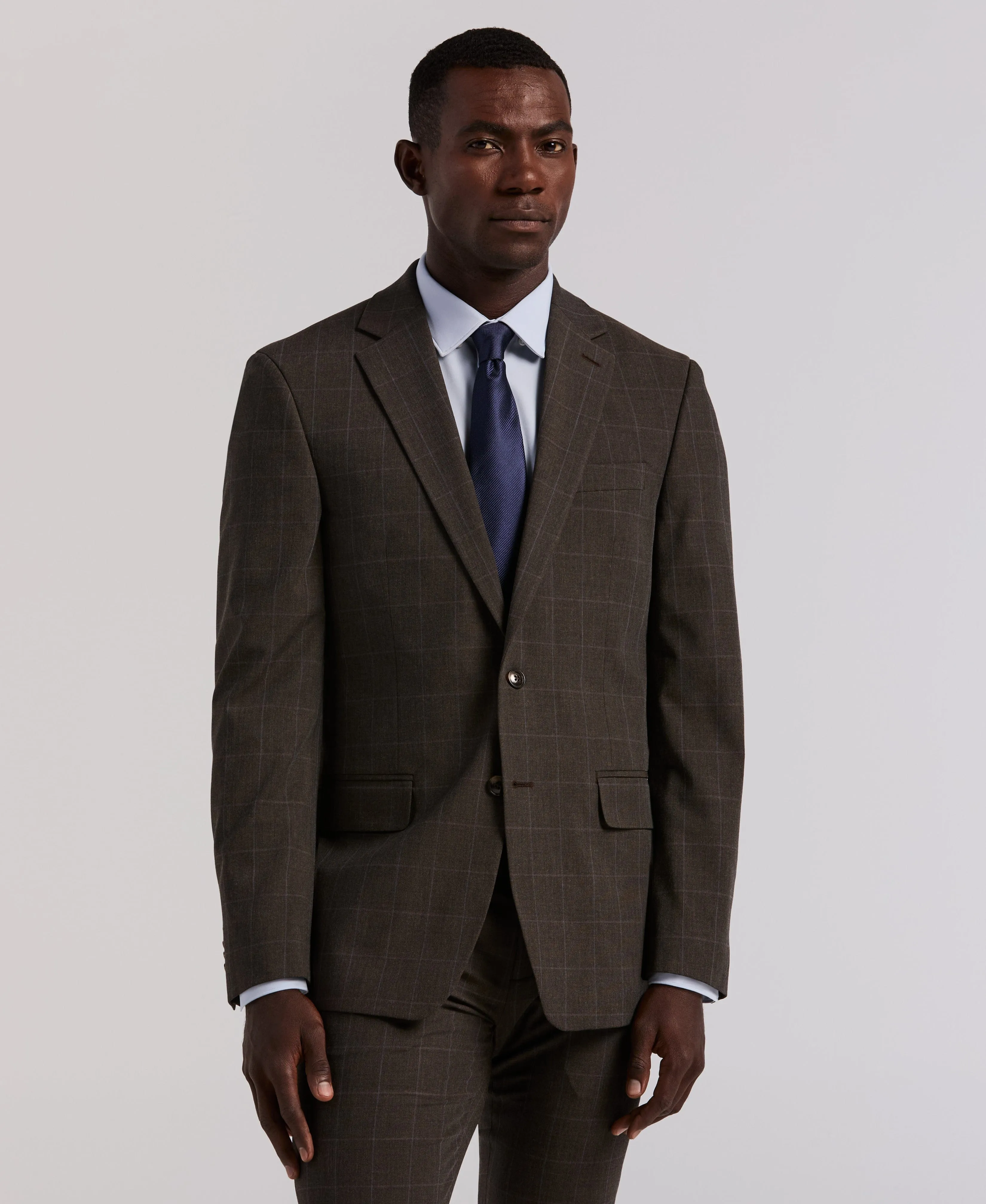 Slim Fit Brown Windowpane Suit sold by Perry Ellis product image thumbnail 3