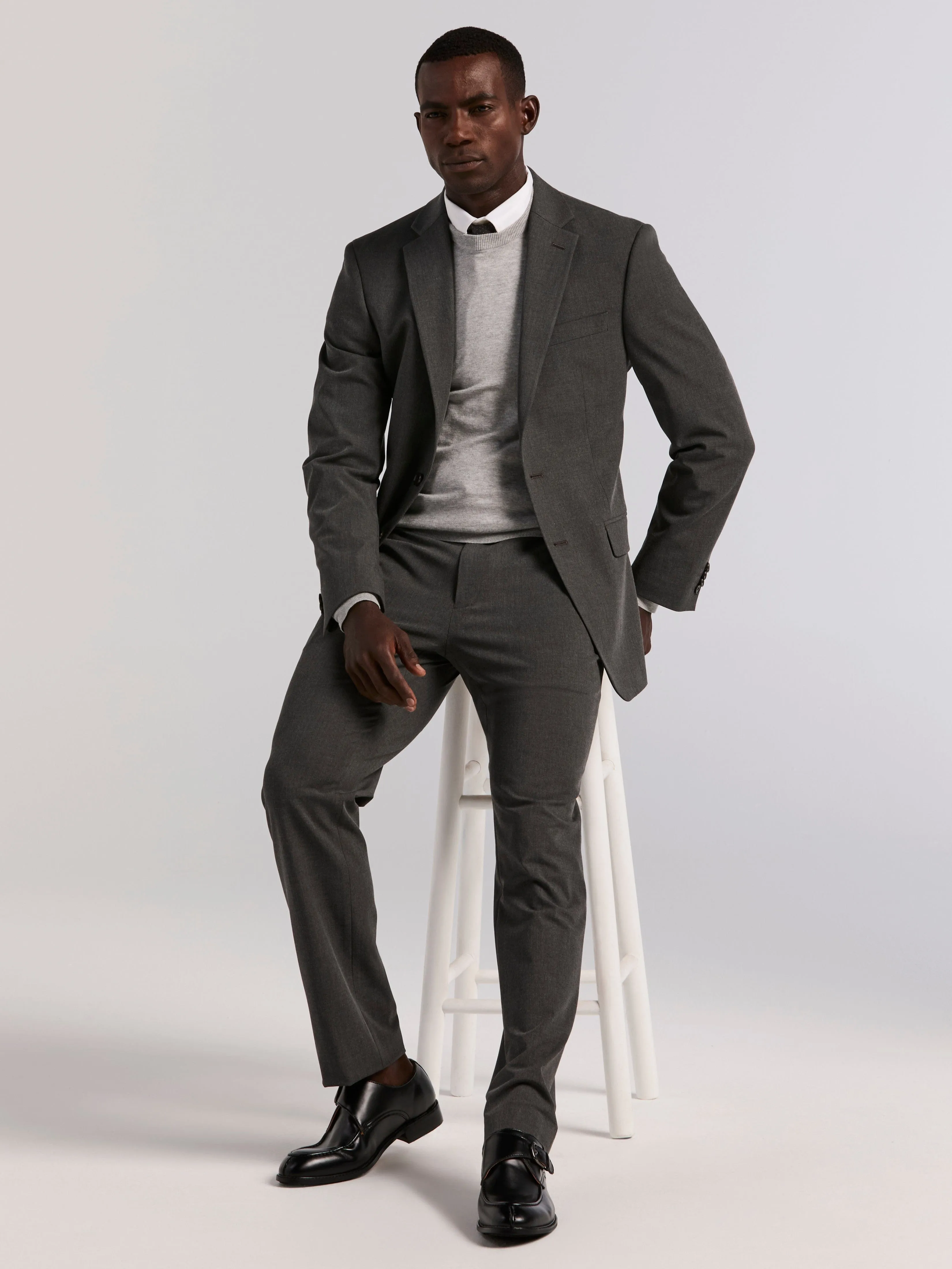 Slim Fit Charcoal Gabardine Suit sold by Perry Ellis