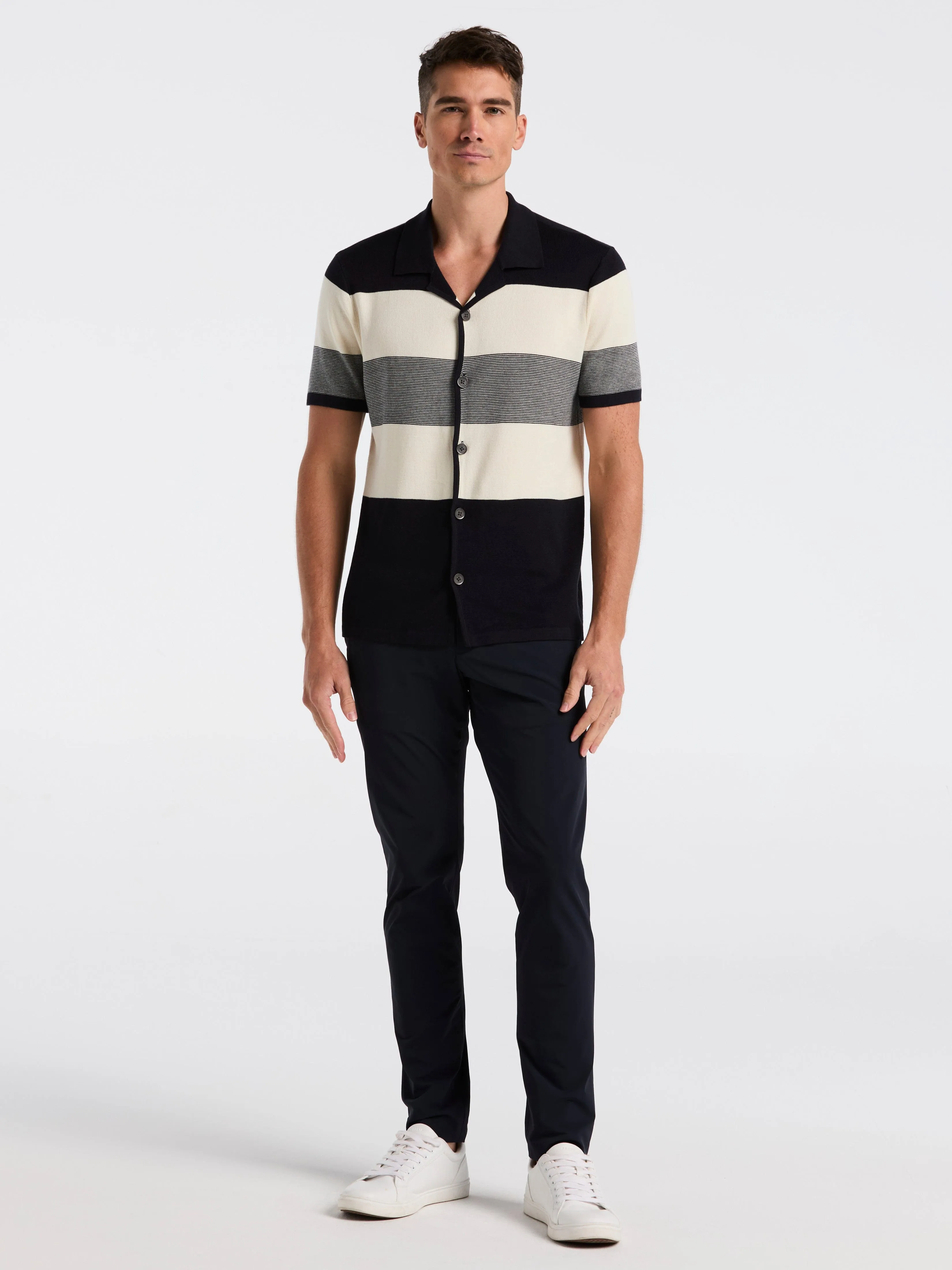 Color Block Button Front Sweater sold by Perry Ellis