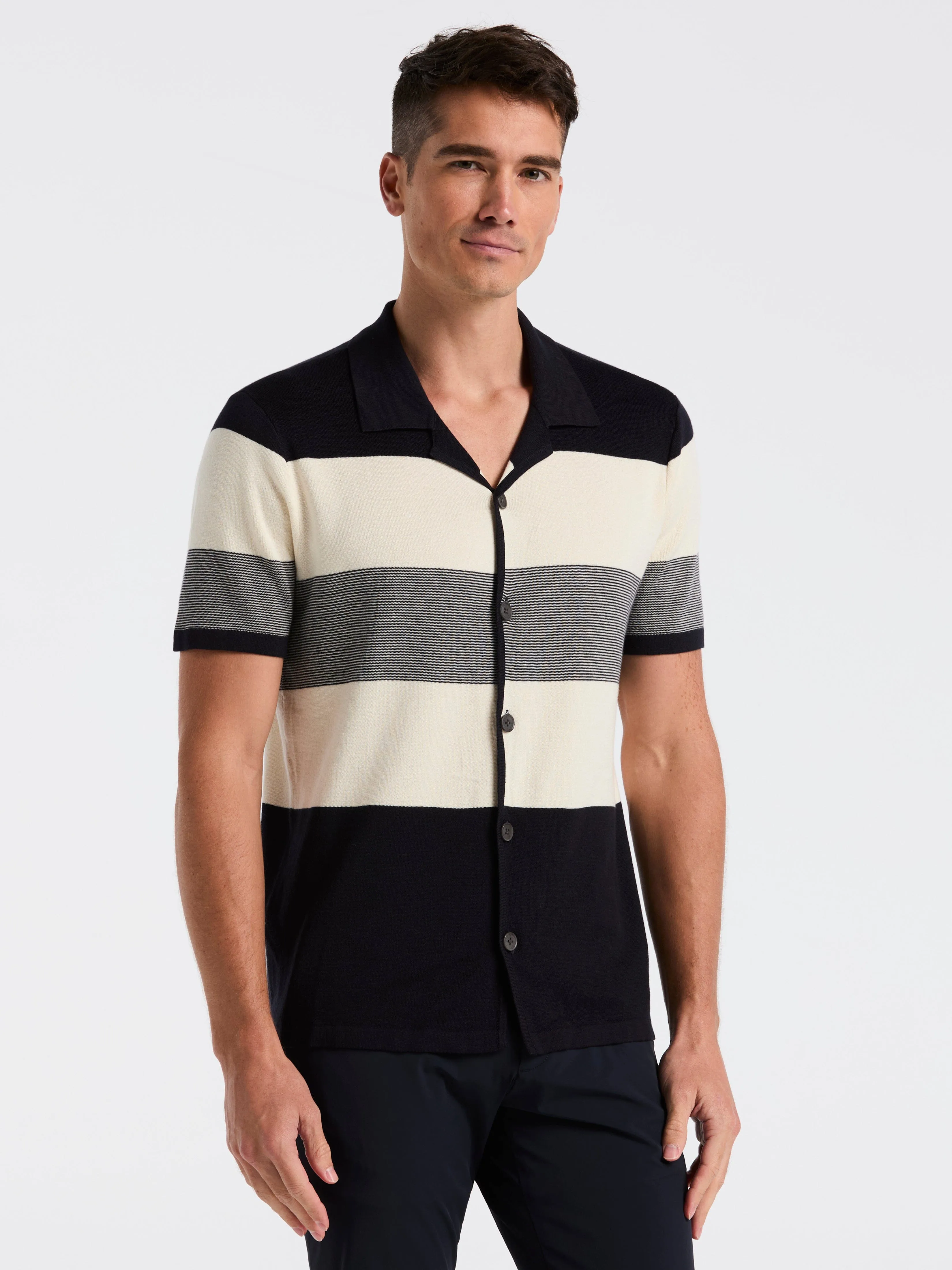Color Block Button Front Sweater sold by Perry Ellis product image thumbnail 2