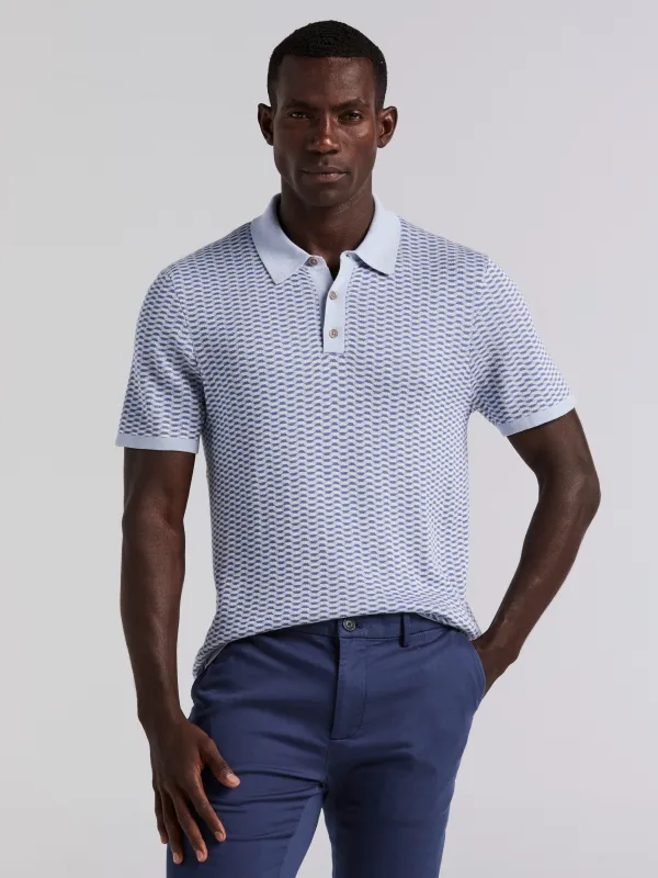 Cotton Modal Geo Polo Sweater sold by Perry Ellis