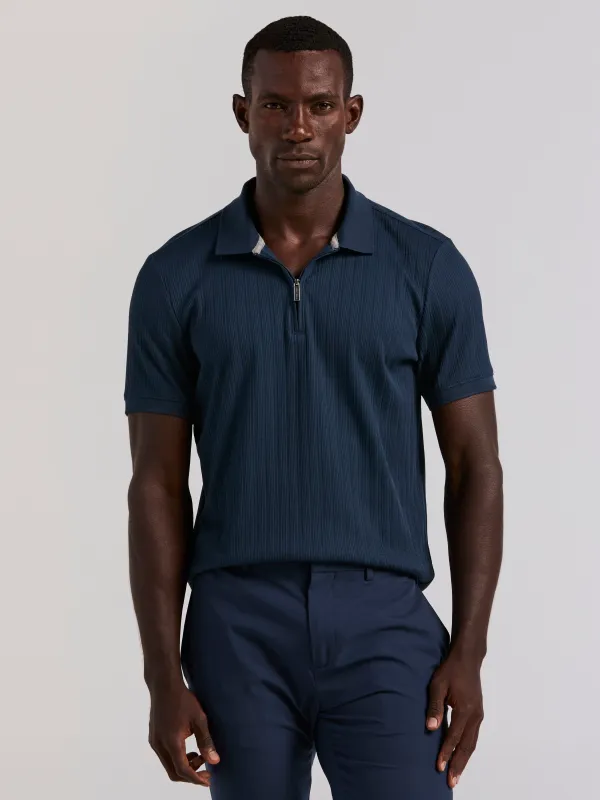 Vertical Ribbed Zip Polo sold by Perry Ellis