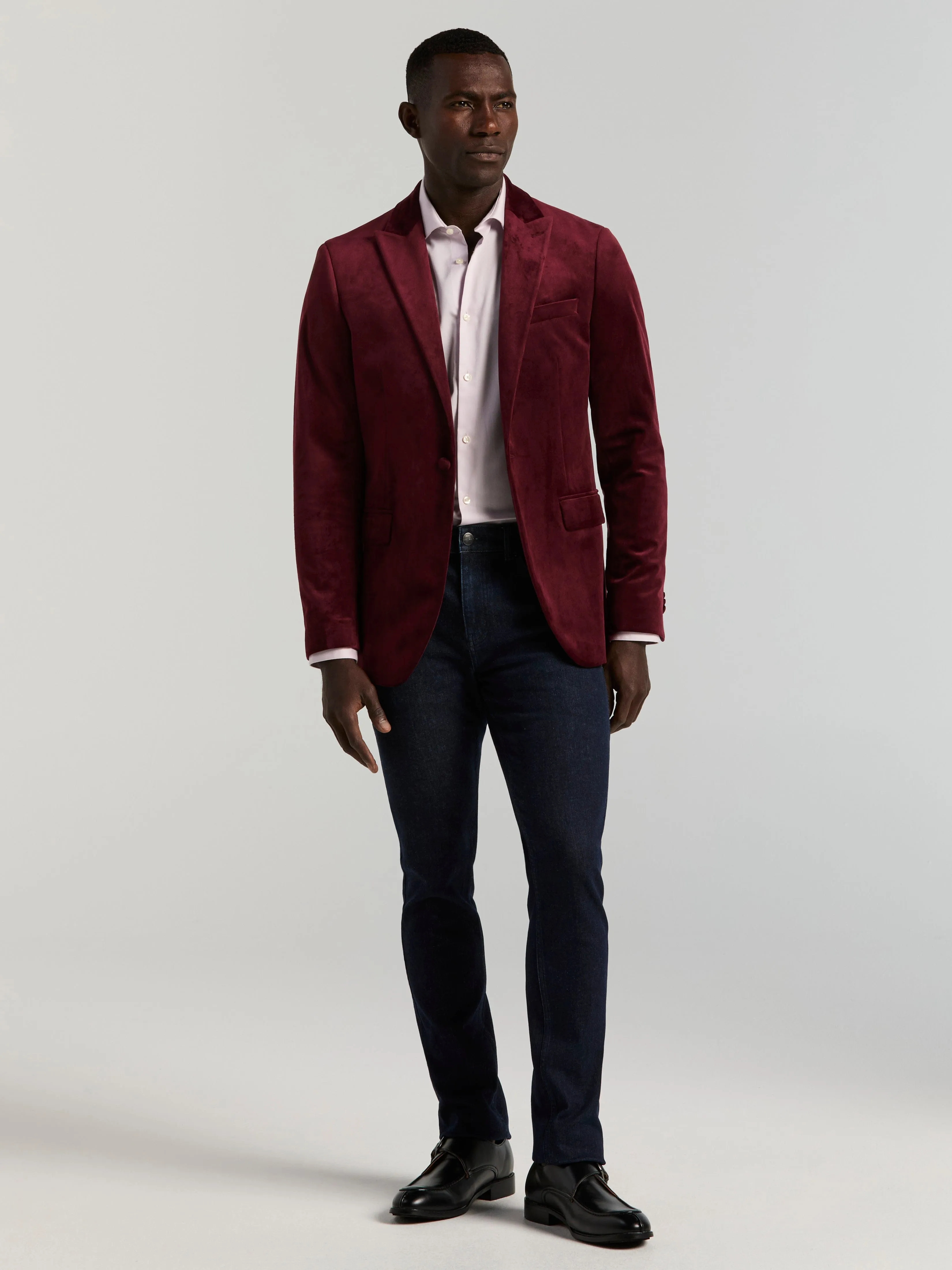 Slim Peak Lapel Velvet Suit Jacket sold by Perry Ellis product image thumbnail 4