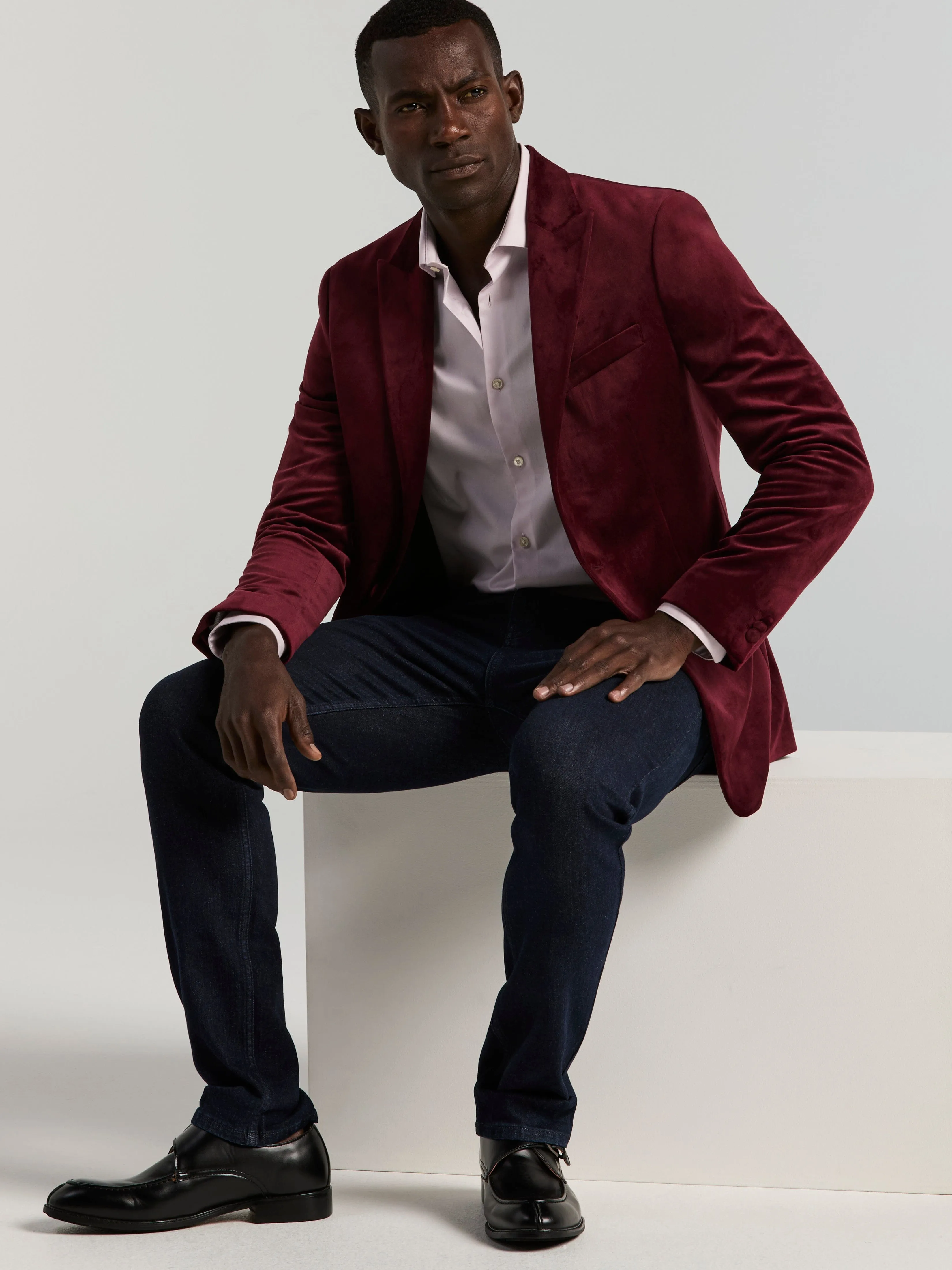 Slim Peak Lapel Velvet Suit Jacket sold by Perry Ellis product image thumbnail 5