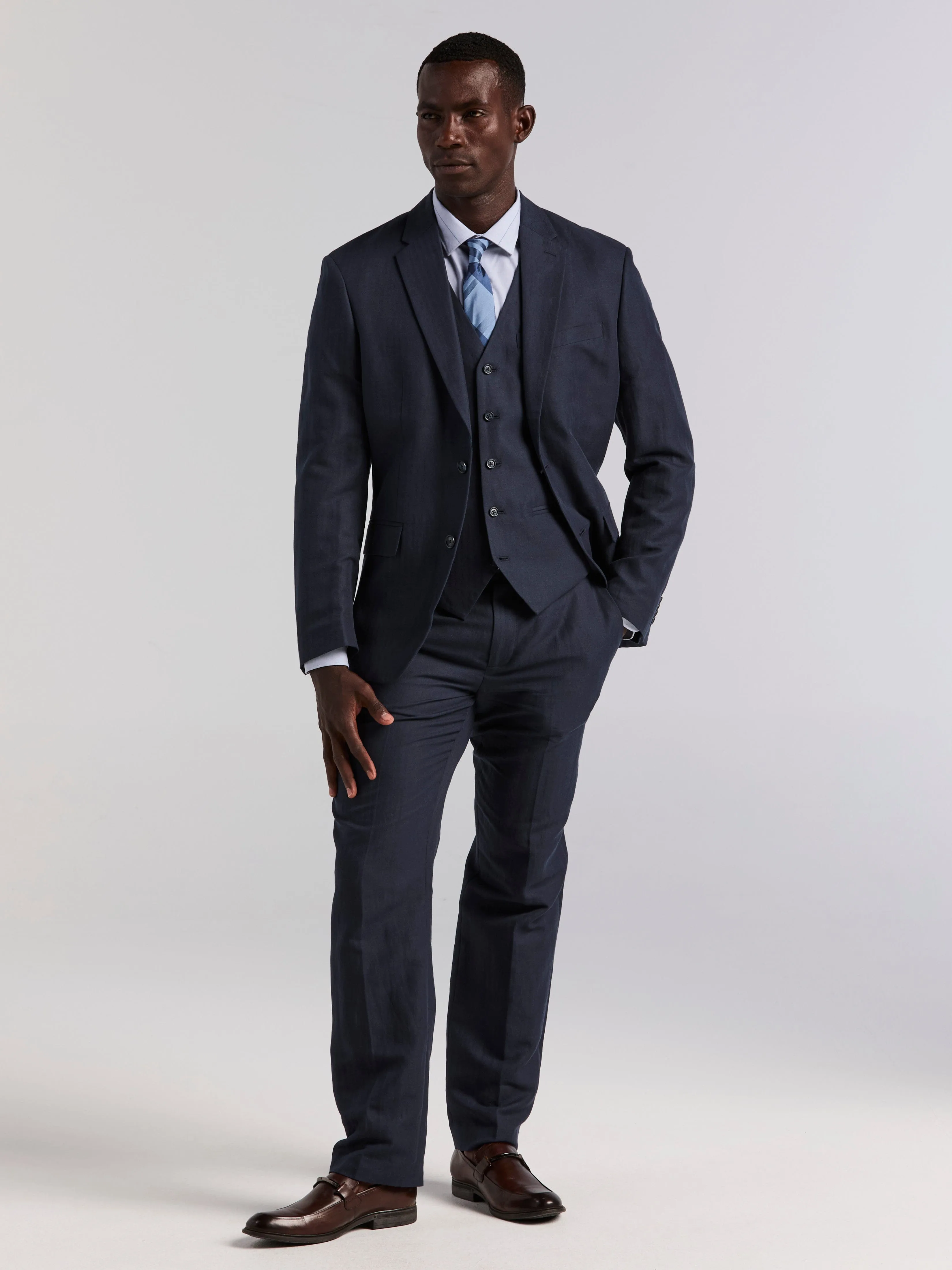 Linen Blend Herringbone Suit sold by Perry Ellis