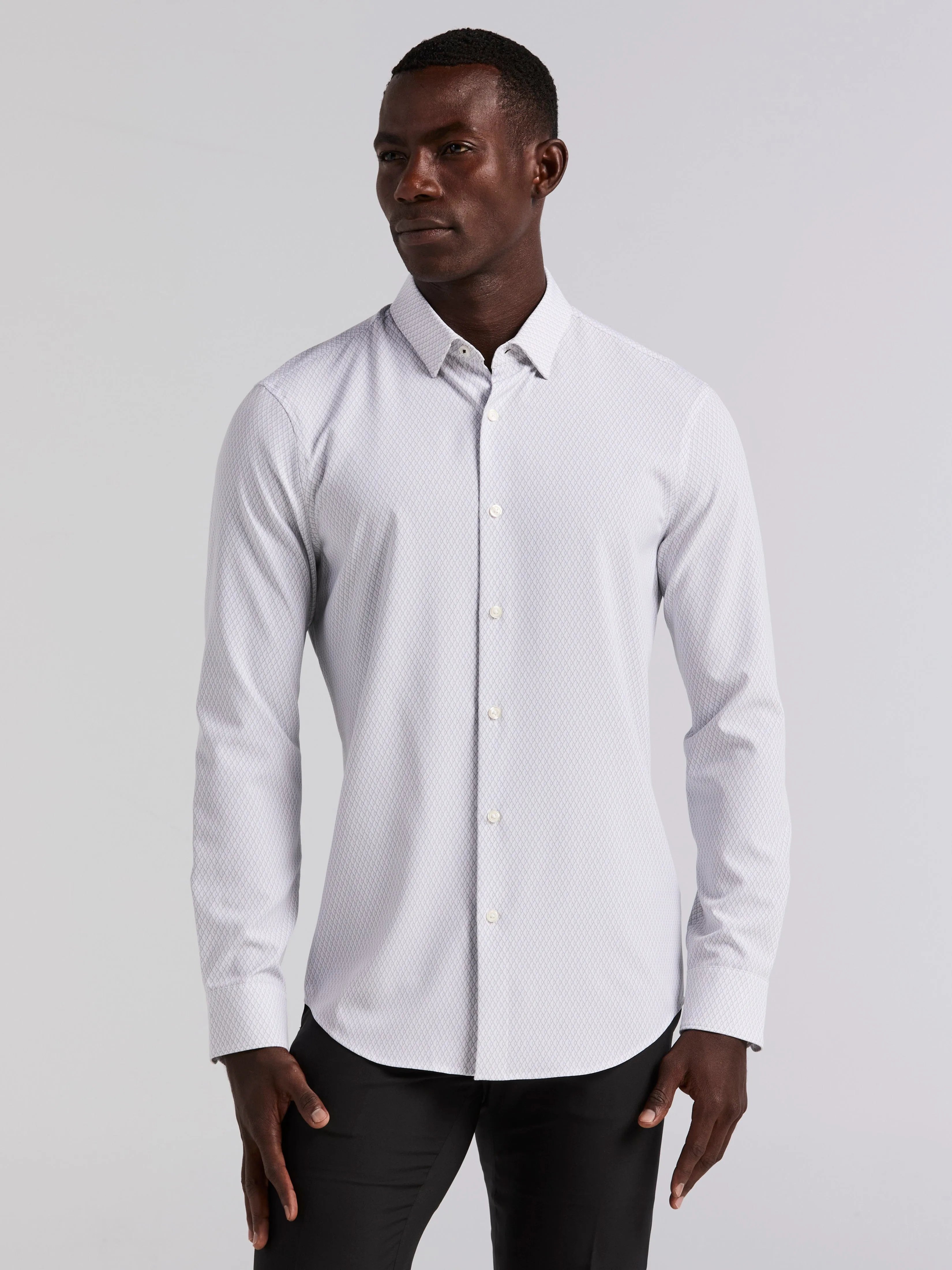 Slim Fit Total Stretch Diamond Geo Print Shirt sold by Perry Ellis product image thumbnail 5