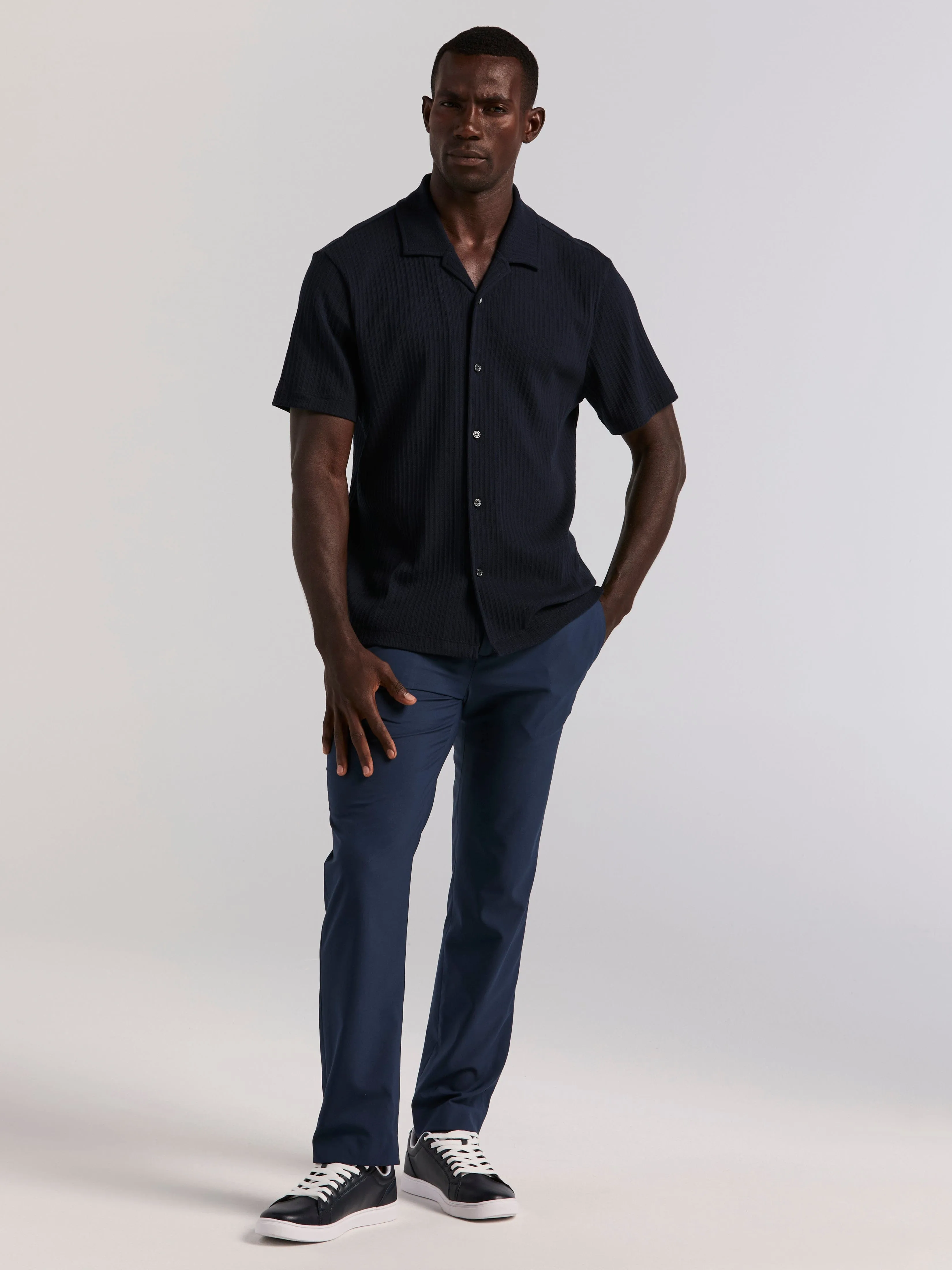 Vertical Stripe Jacquard Button Front Polo sold by Perry Ellis product image thumbnail 5