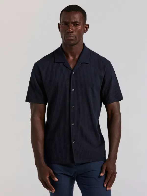 Vertical Stripe Jacquard Button Front Polo sold by Perry Ellis
