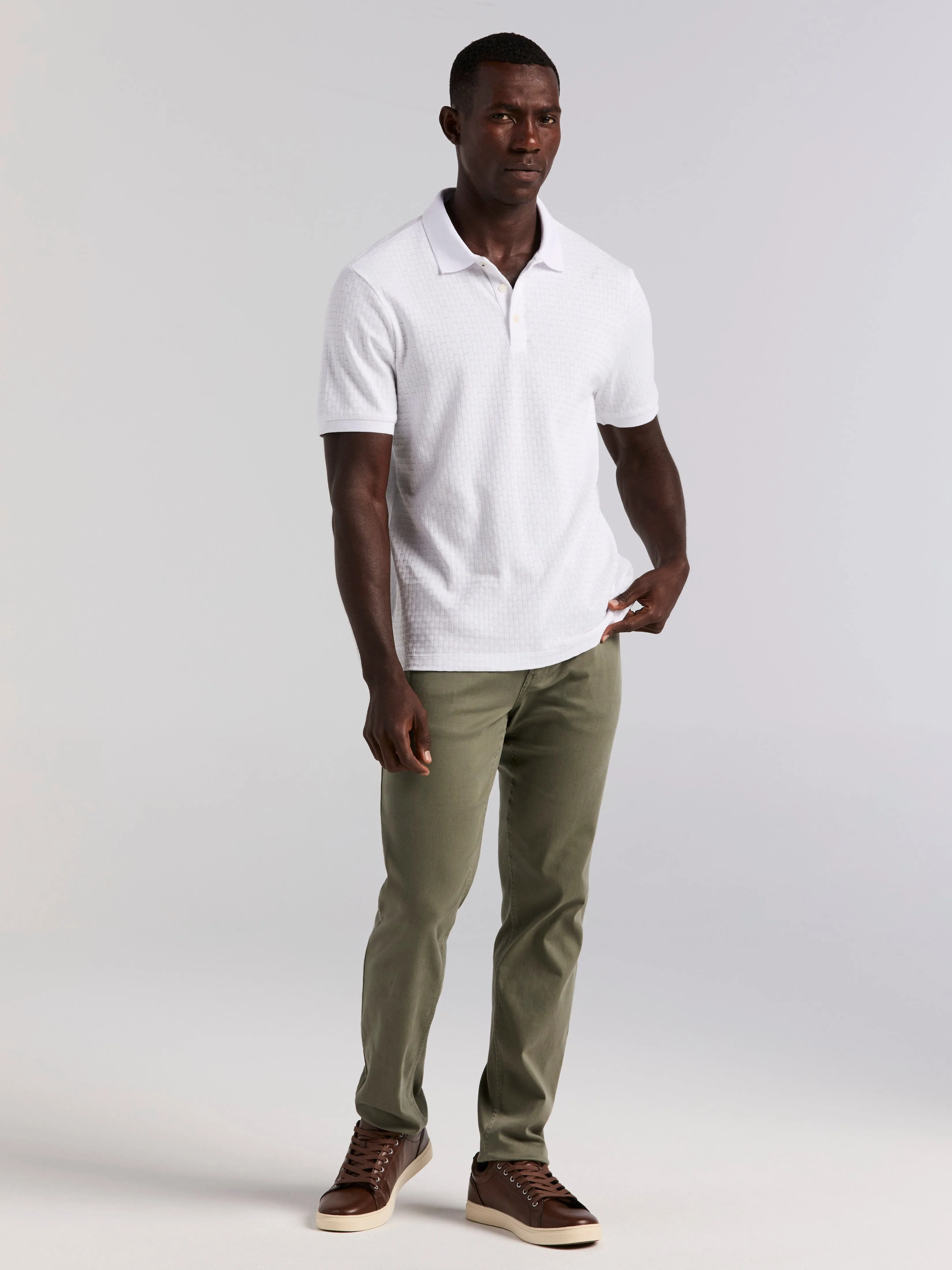 Cotton Jacquard Textured Geometric Polo sold by Perry Ellis product image thumbnail 5