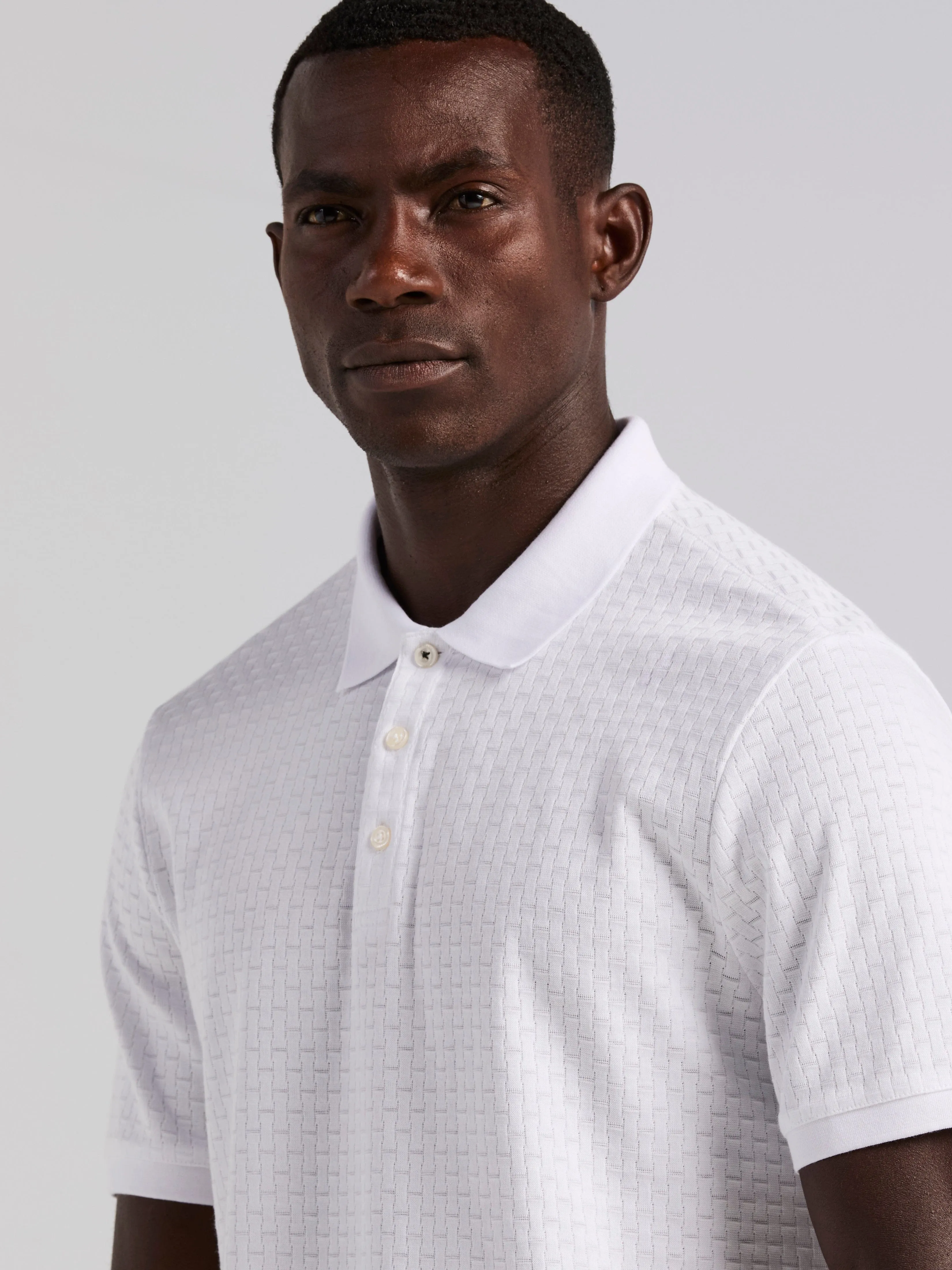 Cotton Jacquard Textured Geometric Polo sold by Perry Ellis product image thumbnail 2