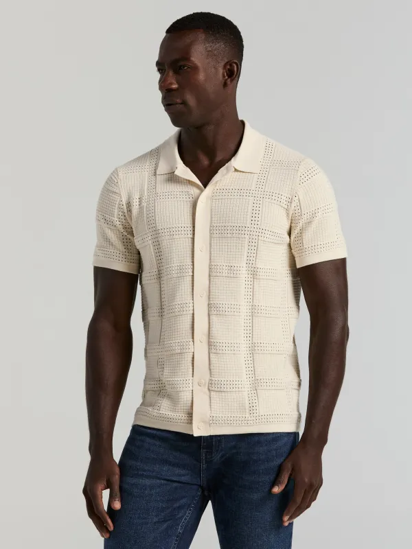 Jacquard Pattern Button Front Sweater made by Perry Ellis