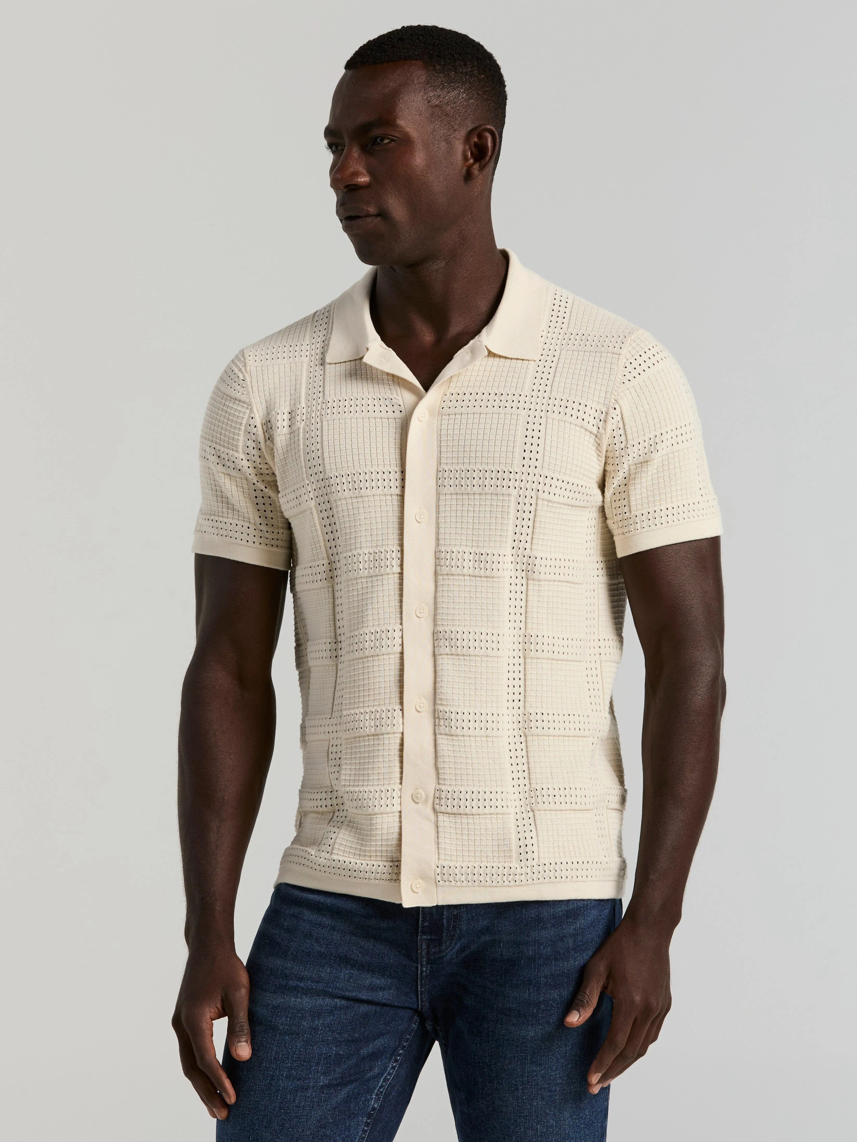 Jacquard Pattern Button Front Sweater sold by Perry Ellis