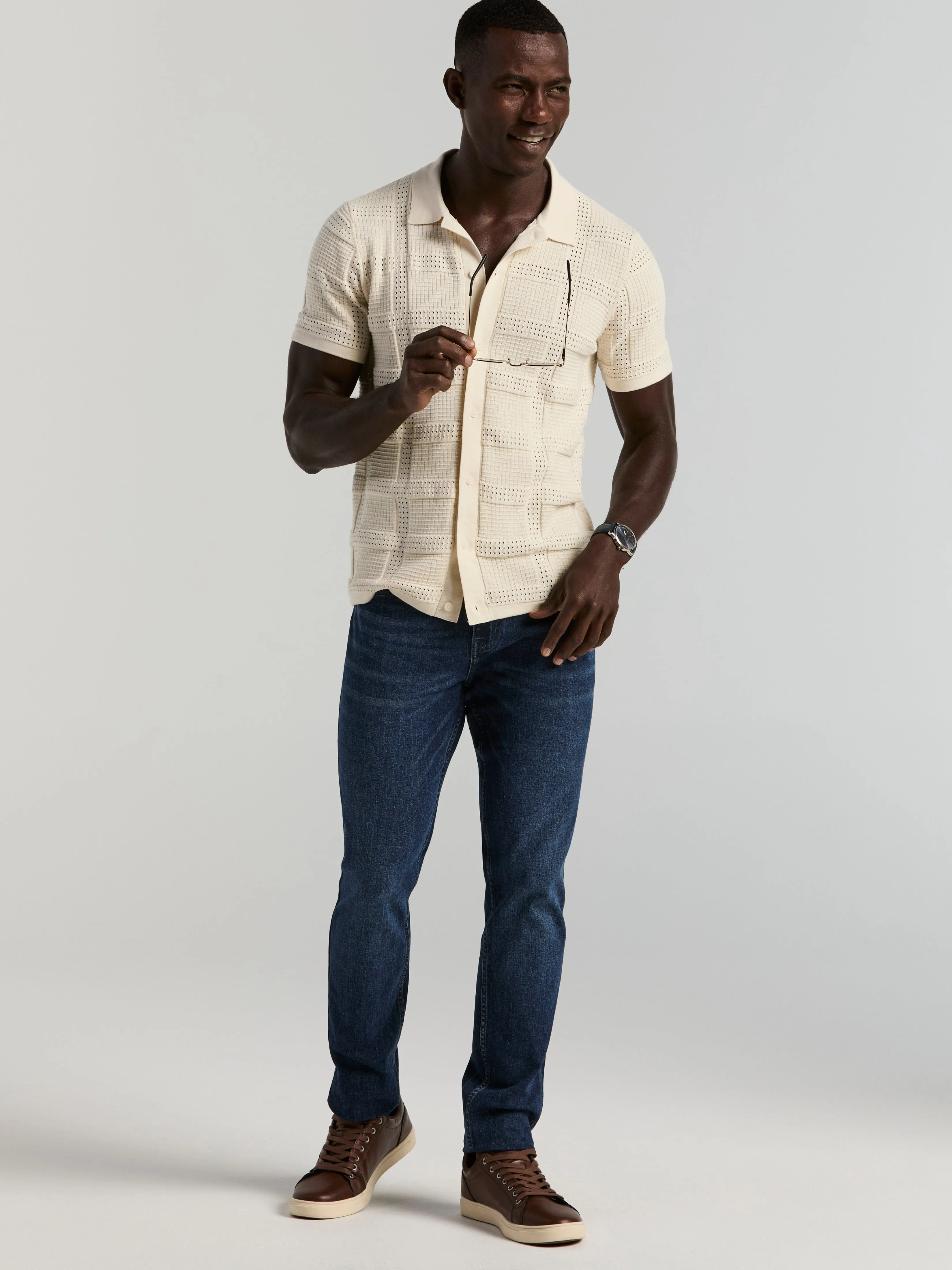 Jacquard Pattern Button Front Sweater sold by Perry Ellis product image thumbnail 5