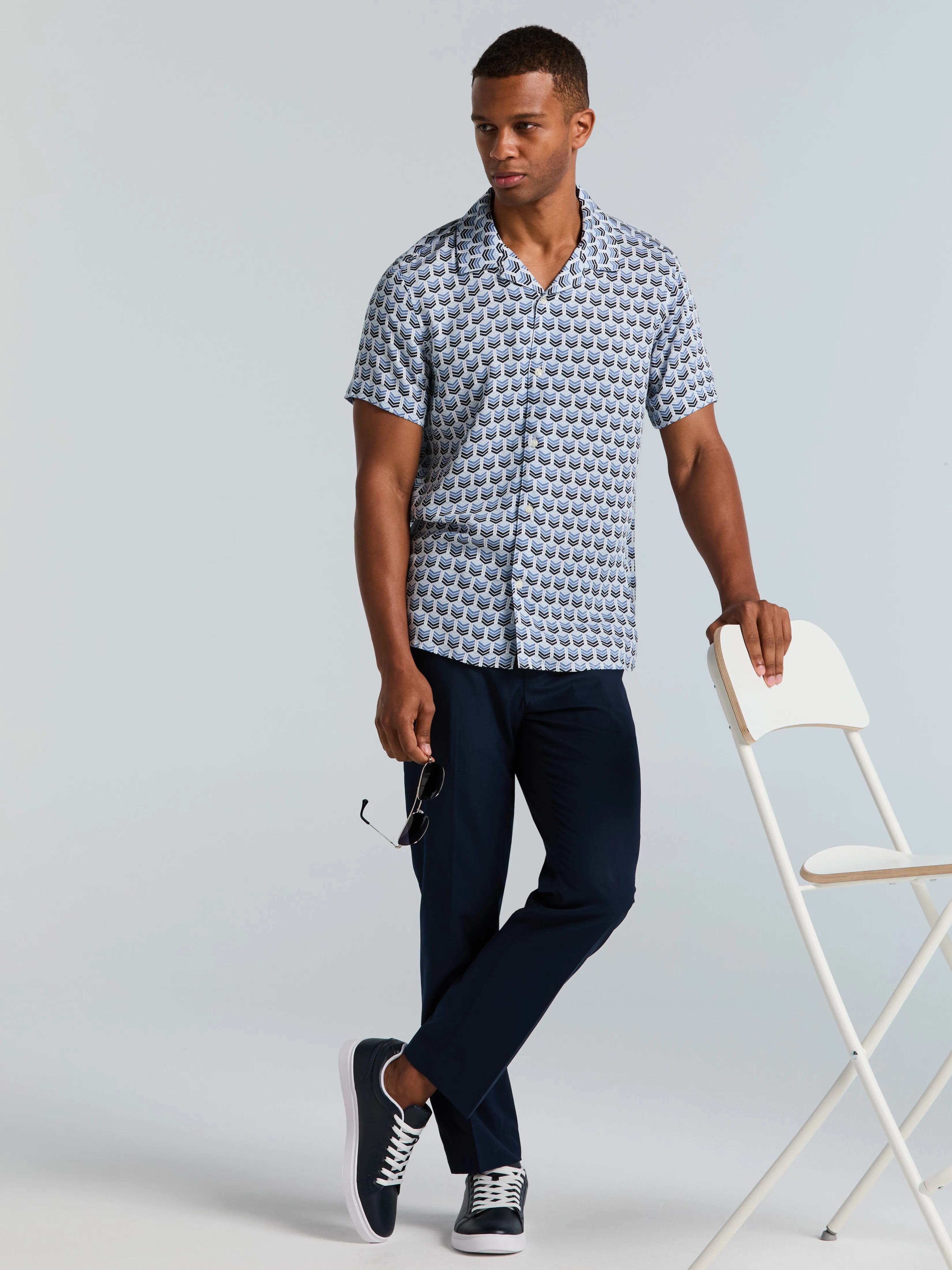 Dobby Print Camp Collar Shirt sold by Perry Ellis product image thumbnail 5