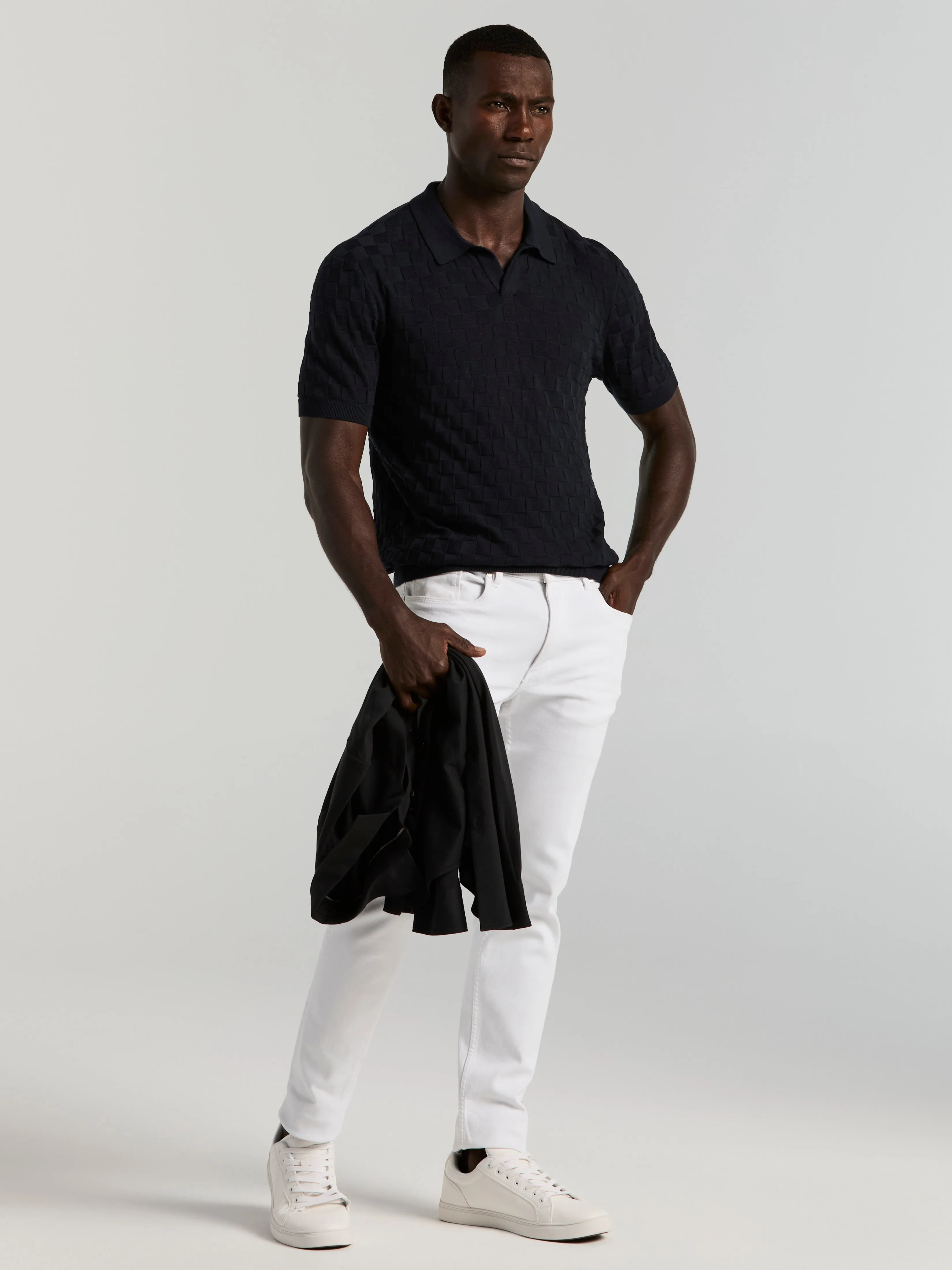 Square Pattern Open Collar Polo sold by Perry Ellis product image thumbnail 5