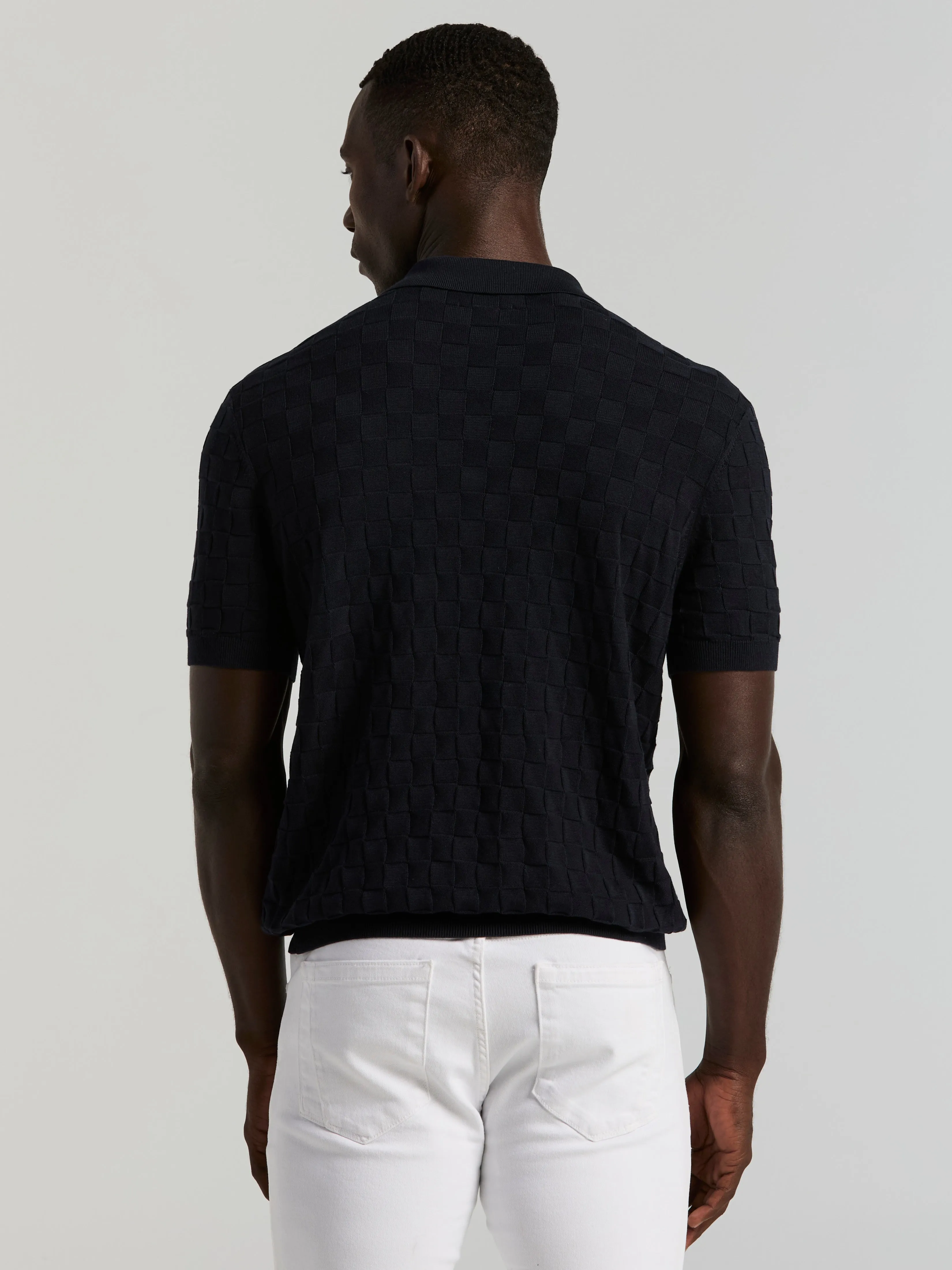 Square Pattern Open Collar Polo sold by Perry Ellis product image thumbnail 3