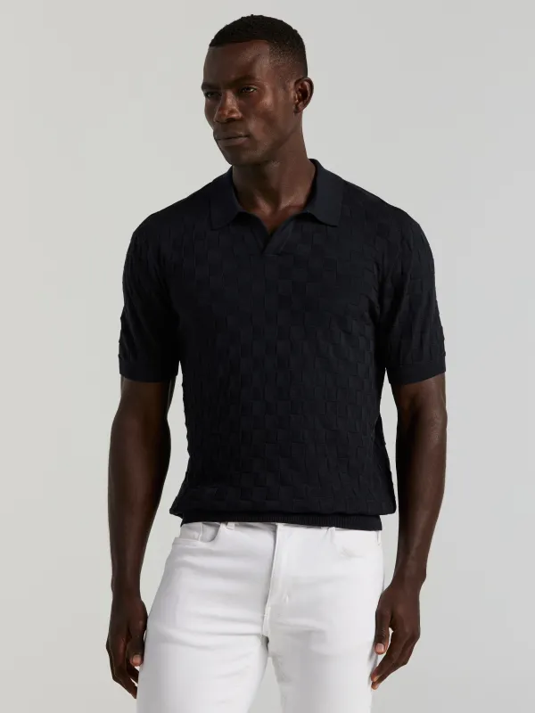 Square Pattern Open Collar Polo sold by Perry Ellis