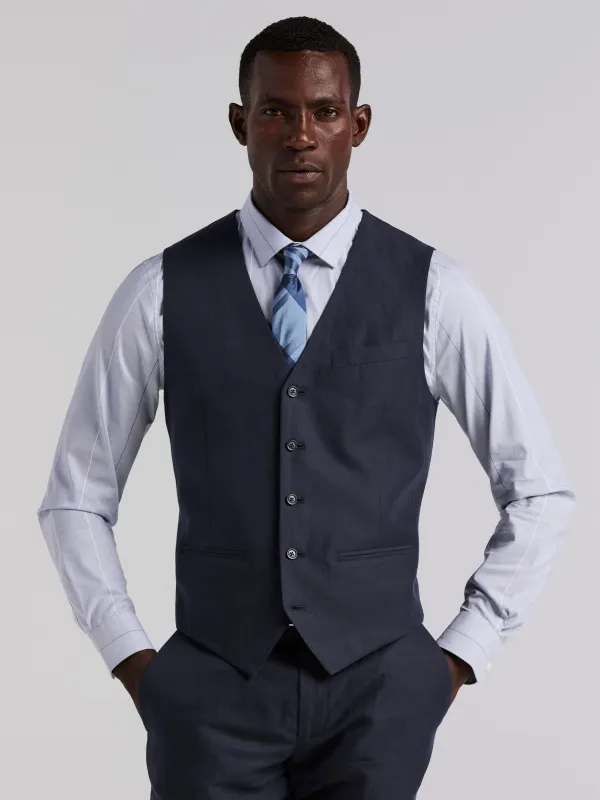 Slim Fit Linen Blend Herringbone Stretch Vest sold by Perry Ellis