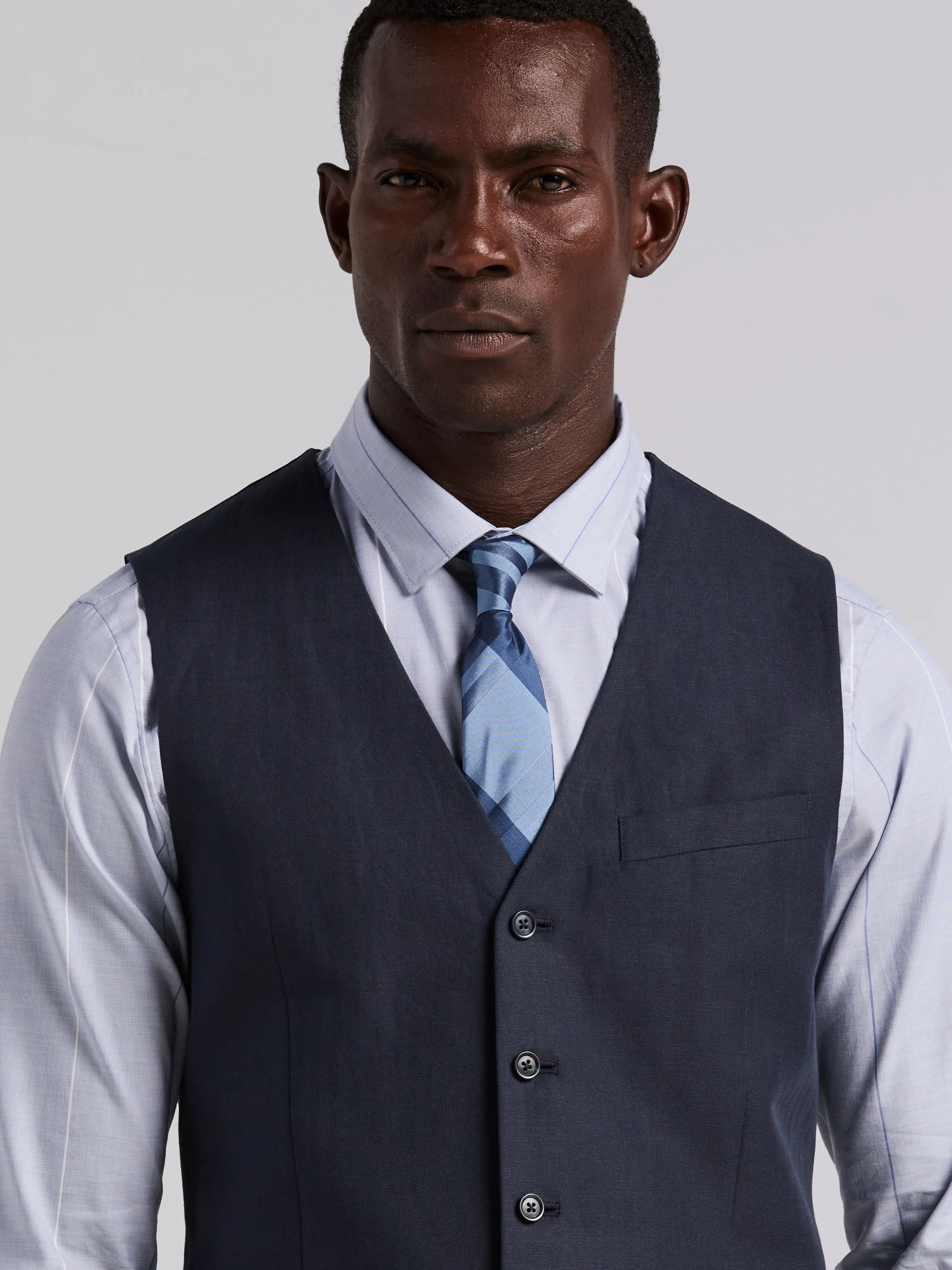 Slim Fit Linen Blend Herringbone Stretch Vest sold by Perry Ellis product image thumbnail 2