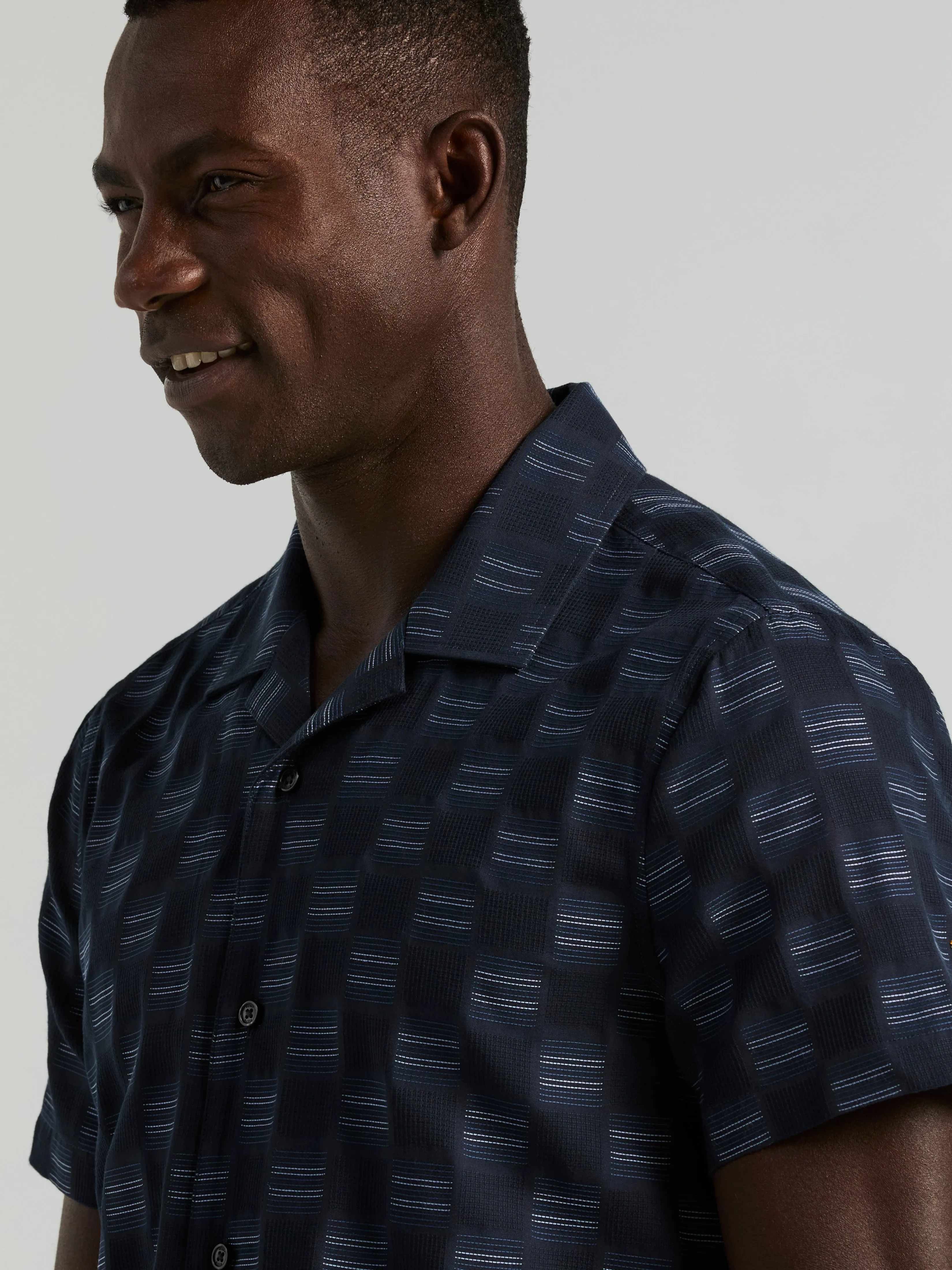 Cotton Clipped Dobby Camp Collar Shirt sold by Perry Ellis product image thumbnail 2