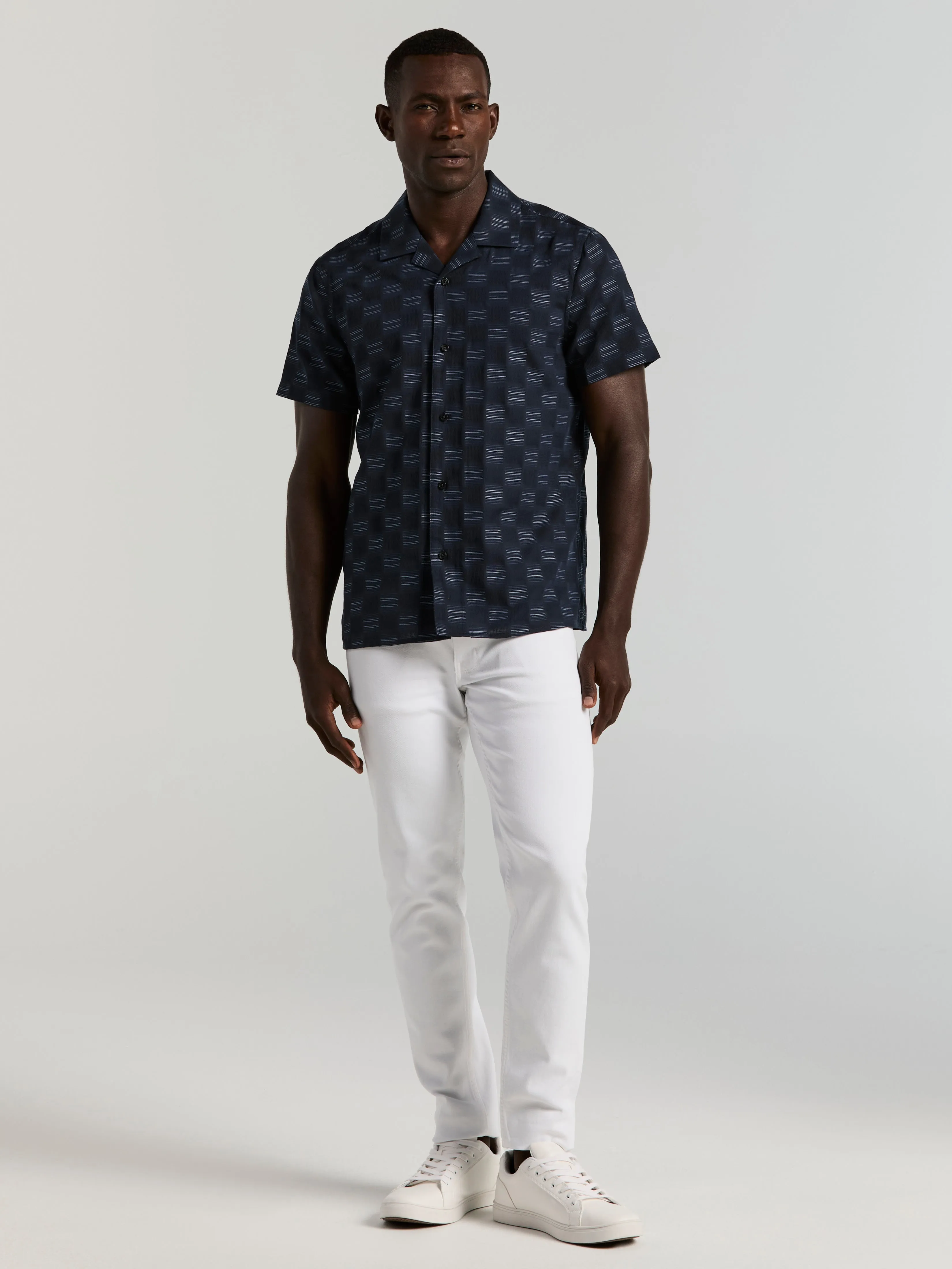 Cotton Clipped Dobby Camp Collar Shirt sold by Perry Ellis product image thumbnail 4