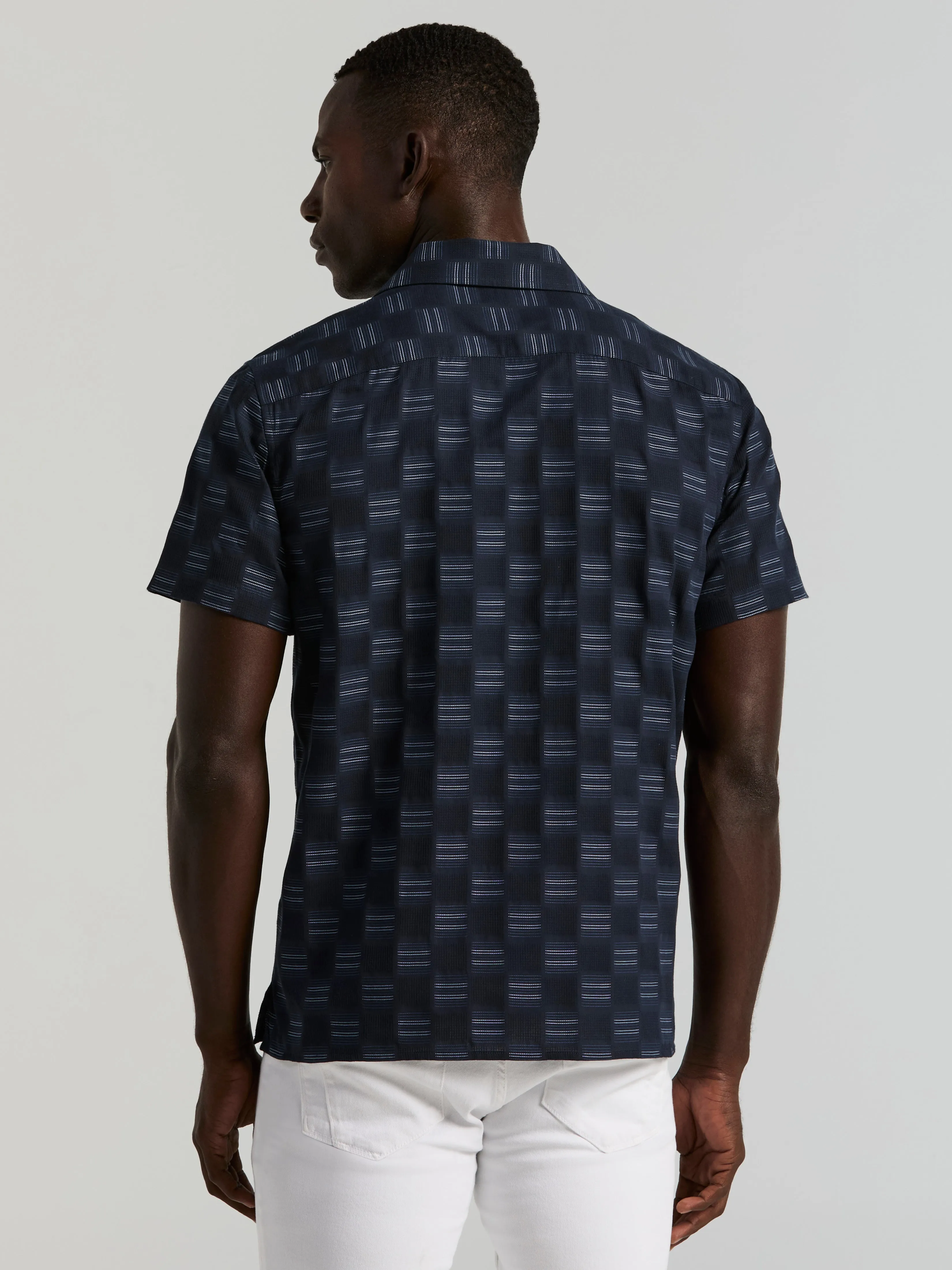 Cotton Clipped Dobby Camp Collar Shirt sold by Perry Ellis product image thumbnail 3