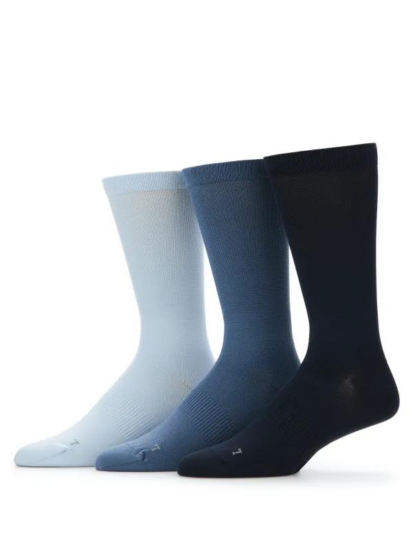 3-Pack Performance Microfiber Pique Flat Crew Socks made by Perry Ellis