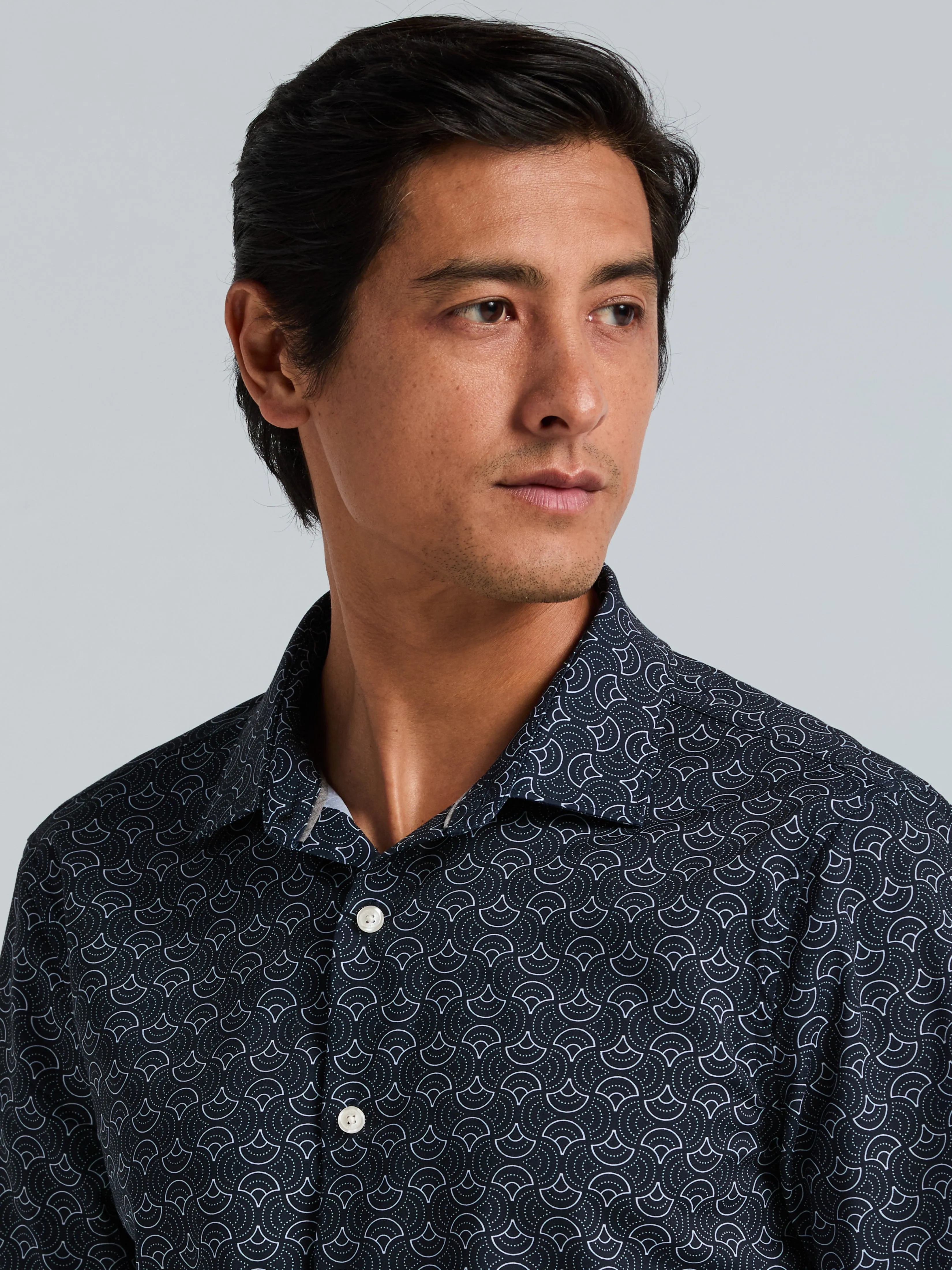 Dotted Wave Print Slim Fit Total Stretch Shirt sold by Perry Ellis product image thumbnail 2