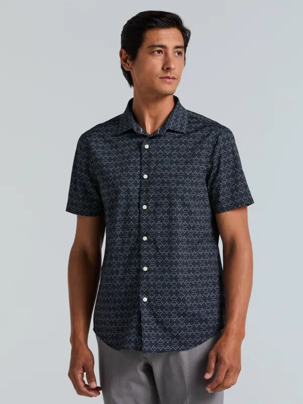 Dotted Wave Print Slim Fit Shirt made by Perry Ellis