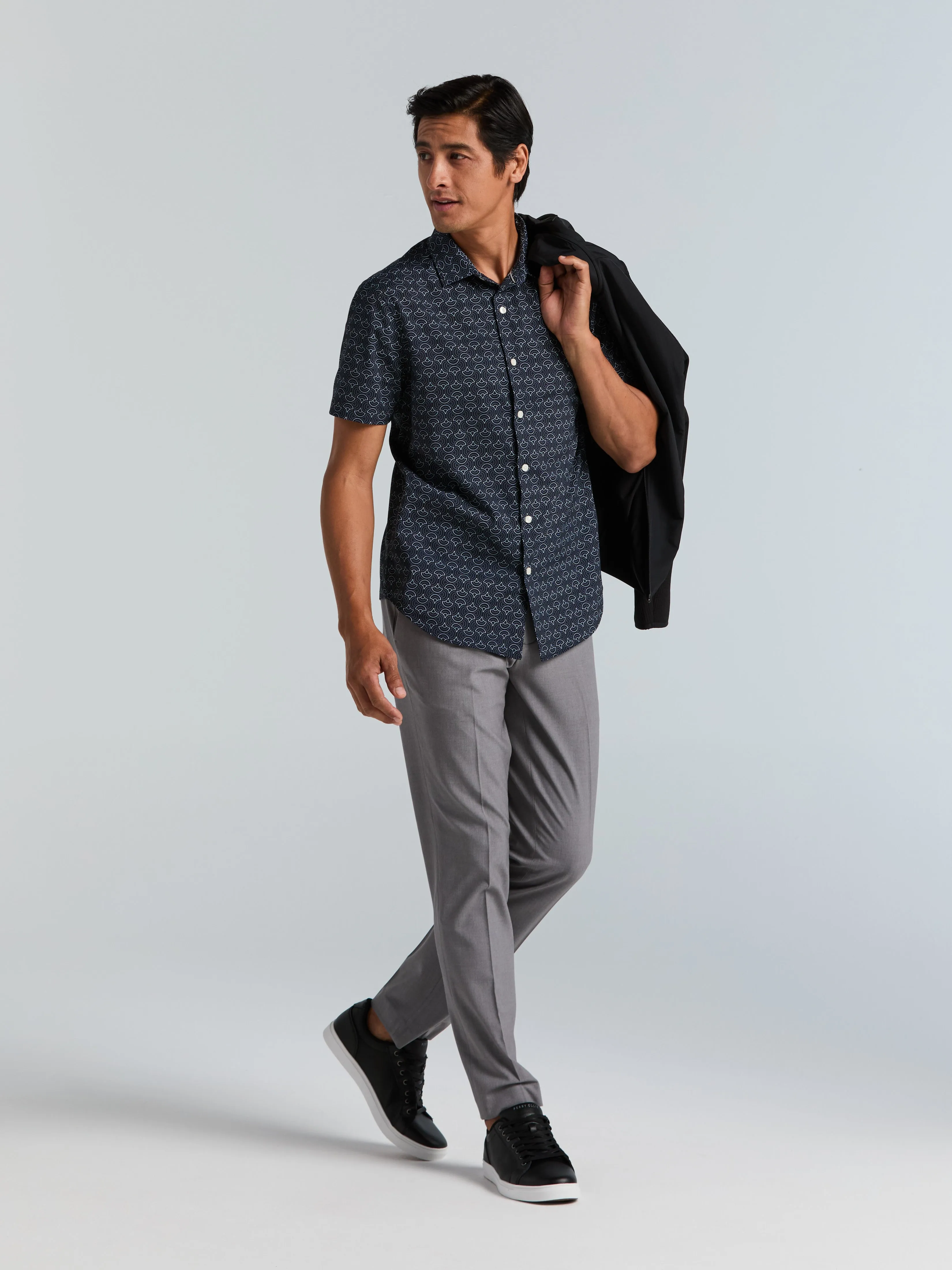 Dotted Wave Print Slim Fit Total Stretch Shirt sold by Perry Ellis product image thumbnail 4