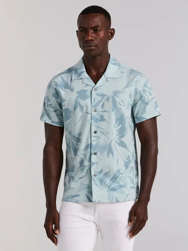 Camp Collar Floral Print Soft Touch Shirt made by Perry Ellis