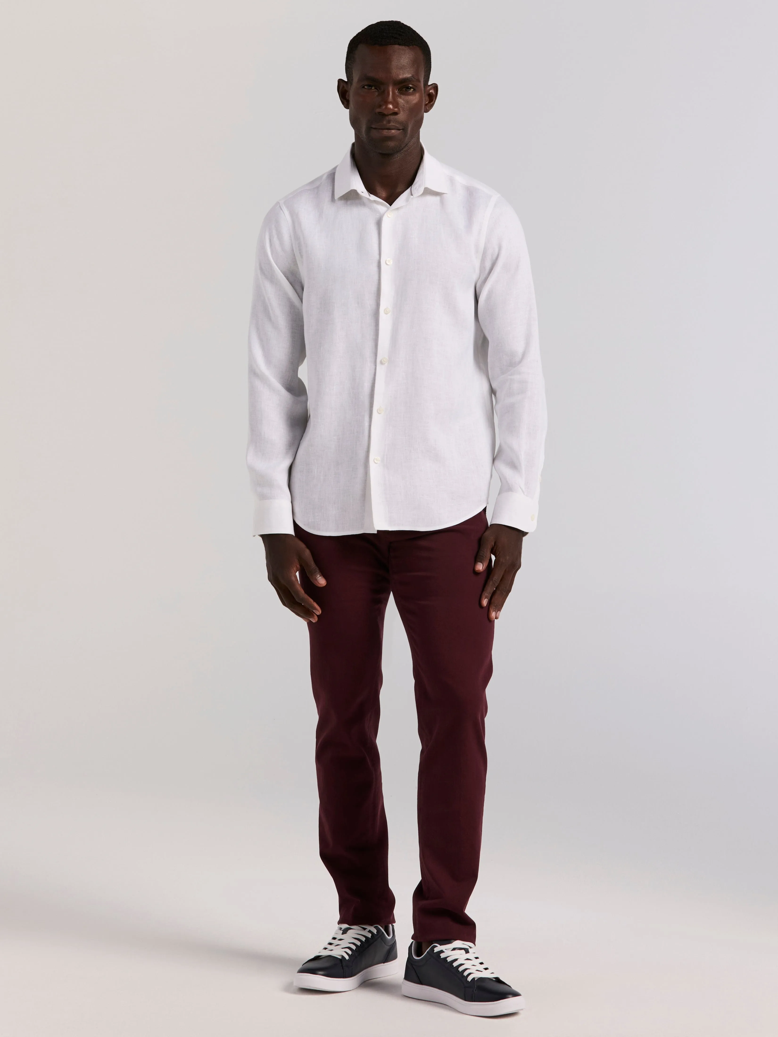 Slim Fit Dyed Solid Twill Chino Pant sold by Perry Ellis