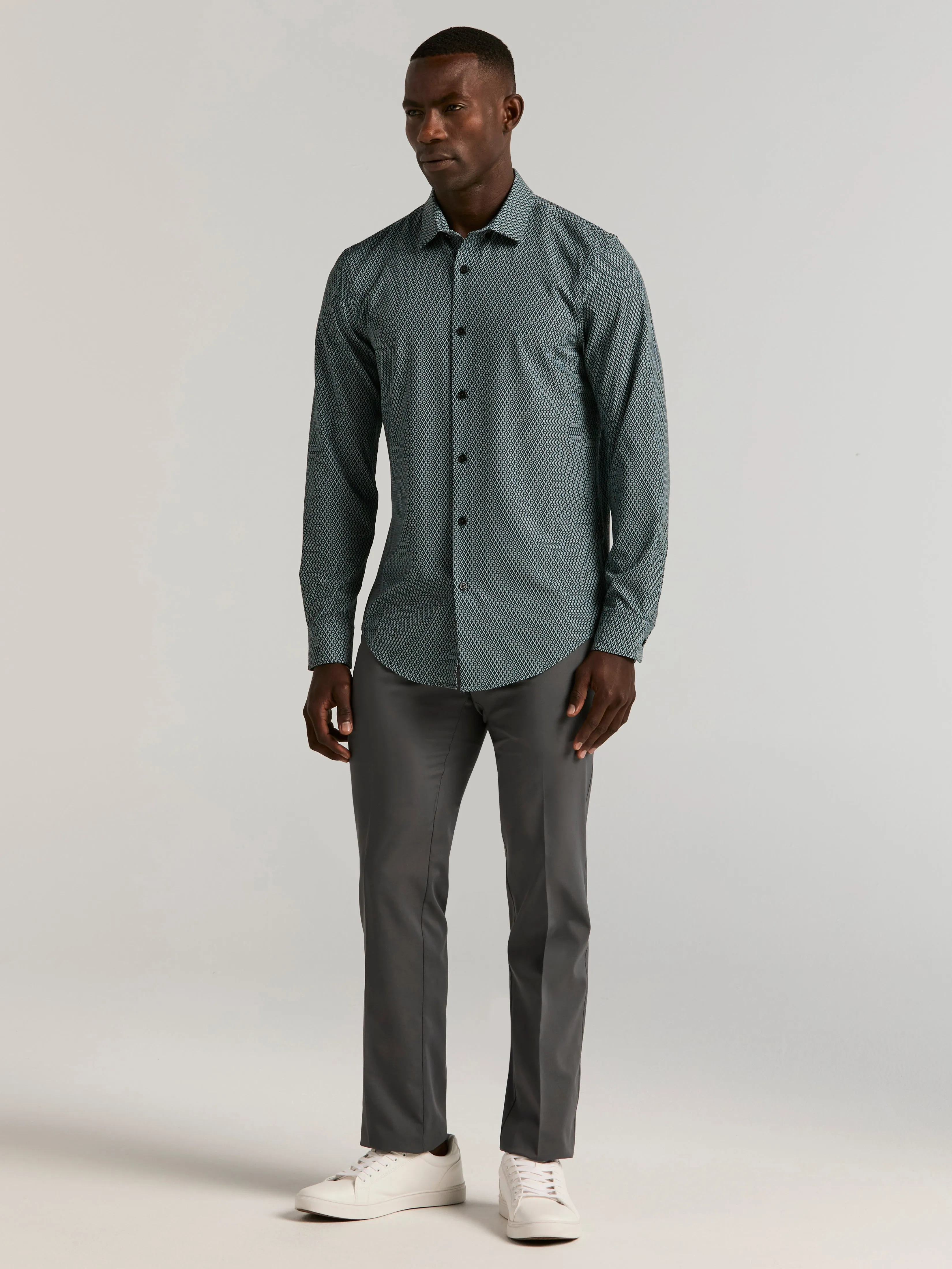 Slim Fit Total Stretch Diamond Geo Print Shirt sold by Perry Ellis product image thumbnail 5