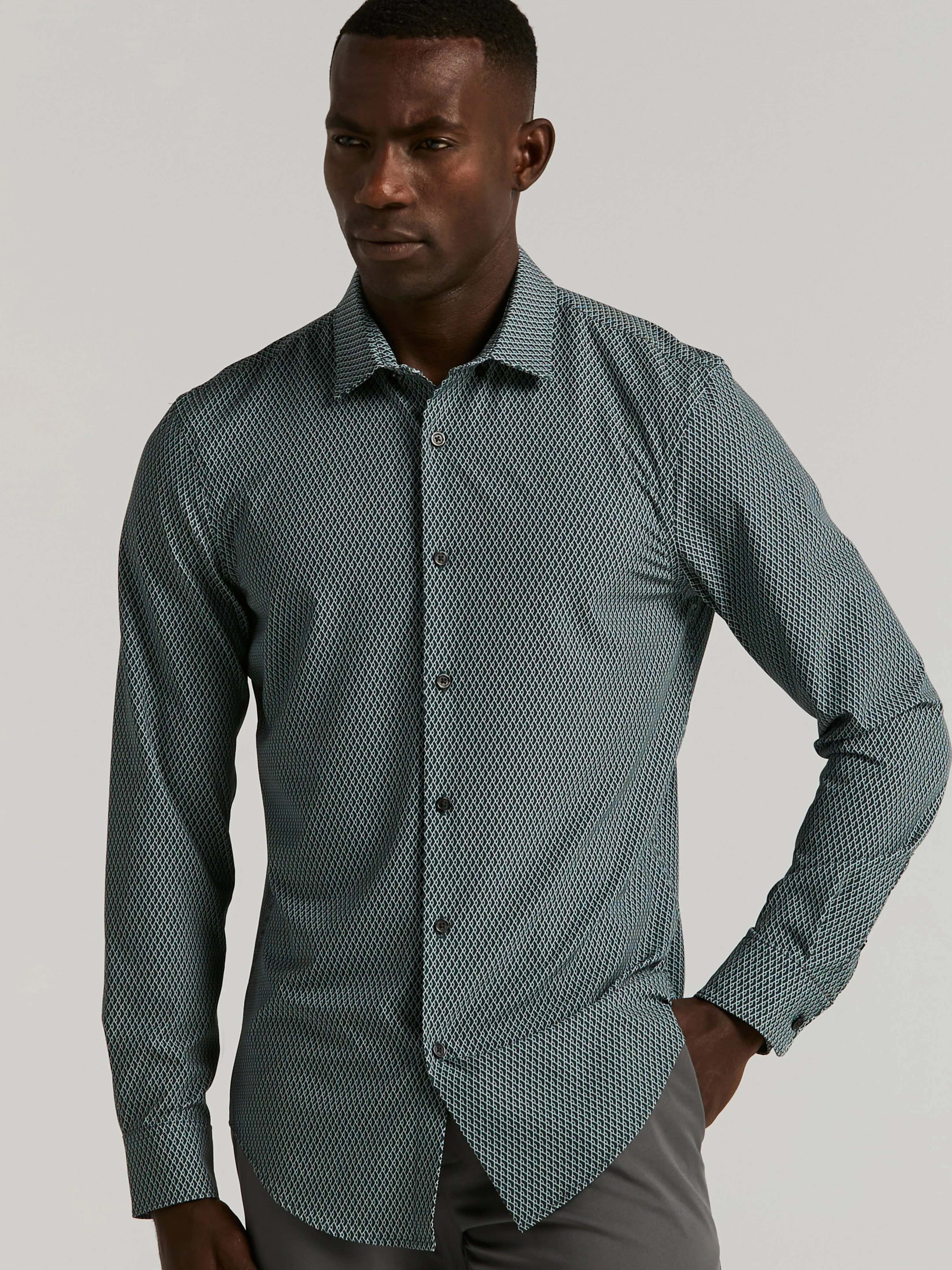 Slim Fit Total Stretch Diamond Geo Print Shirt sold by Perry Ellis product image thumbnail 3