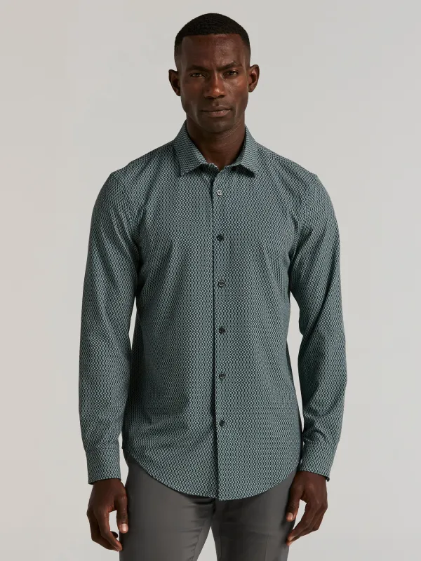 Slim Fit Total Stretch Diamond Geo Print Shirt made by Perry Ellis