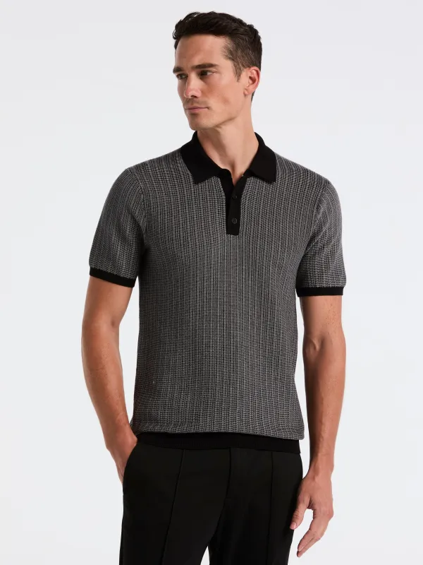 Mini Geo Jacquard Polo Sweater made by Perry Ellis