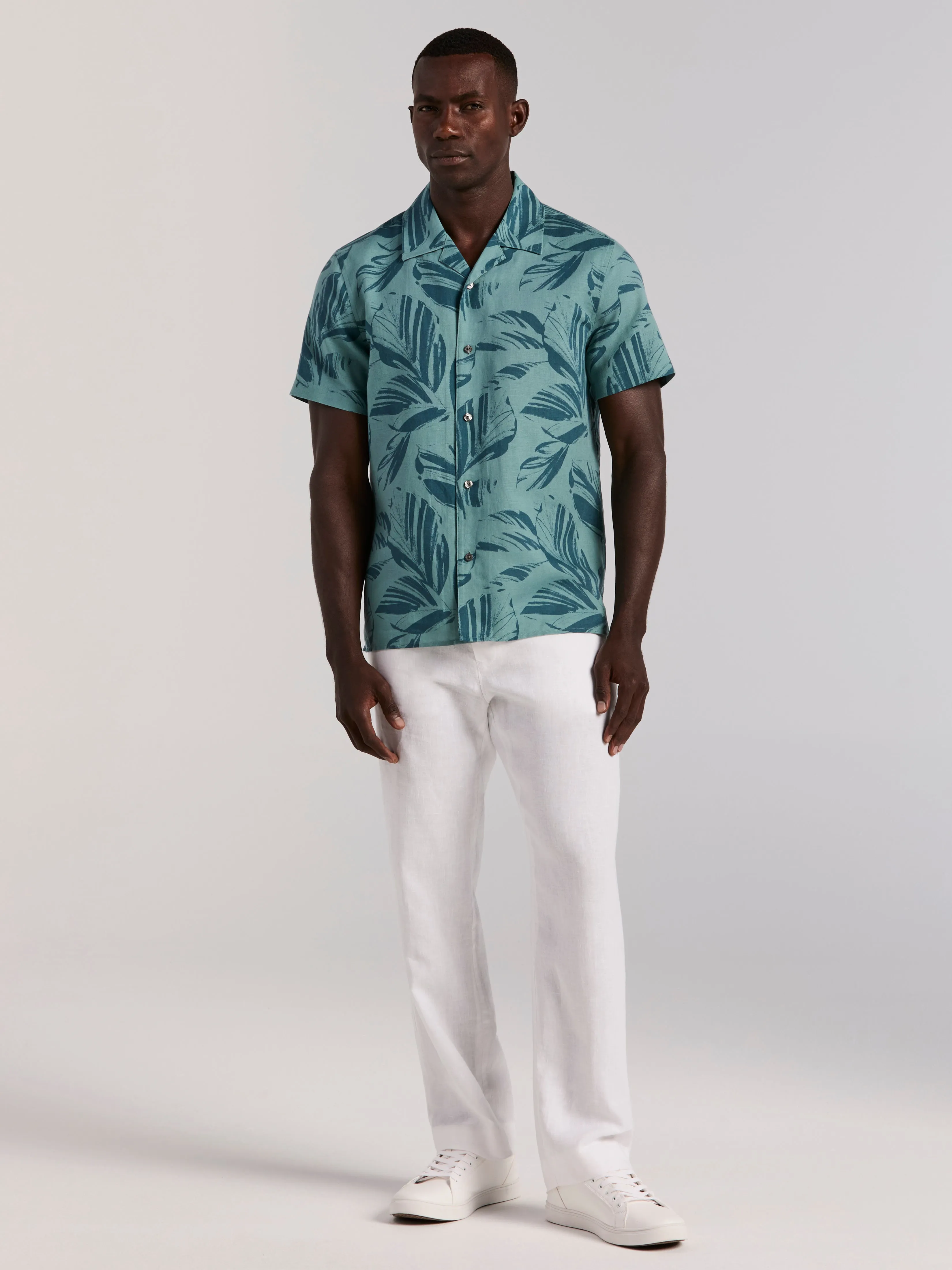 Leaf Print Camp Collar Shirt sold by Perry Ellis product image thumbnail 5