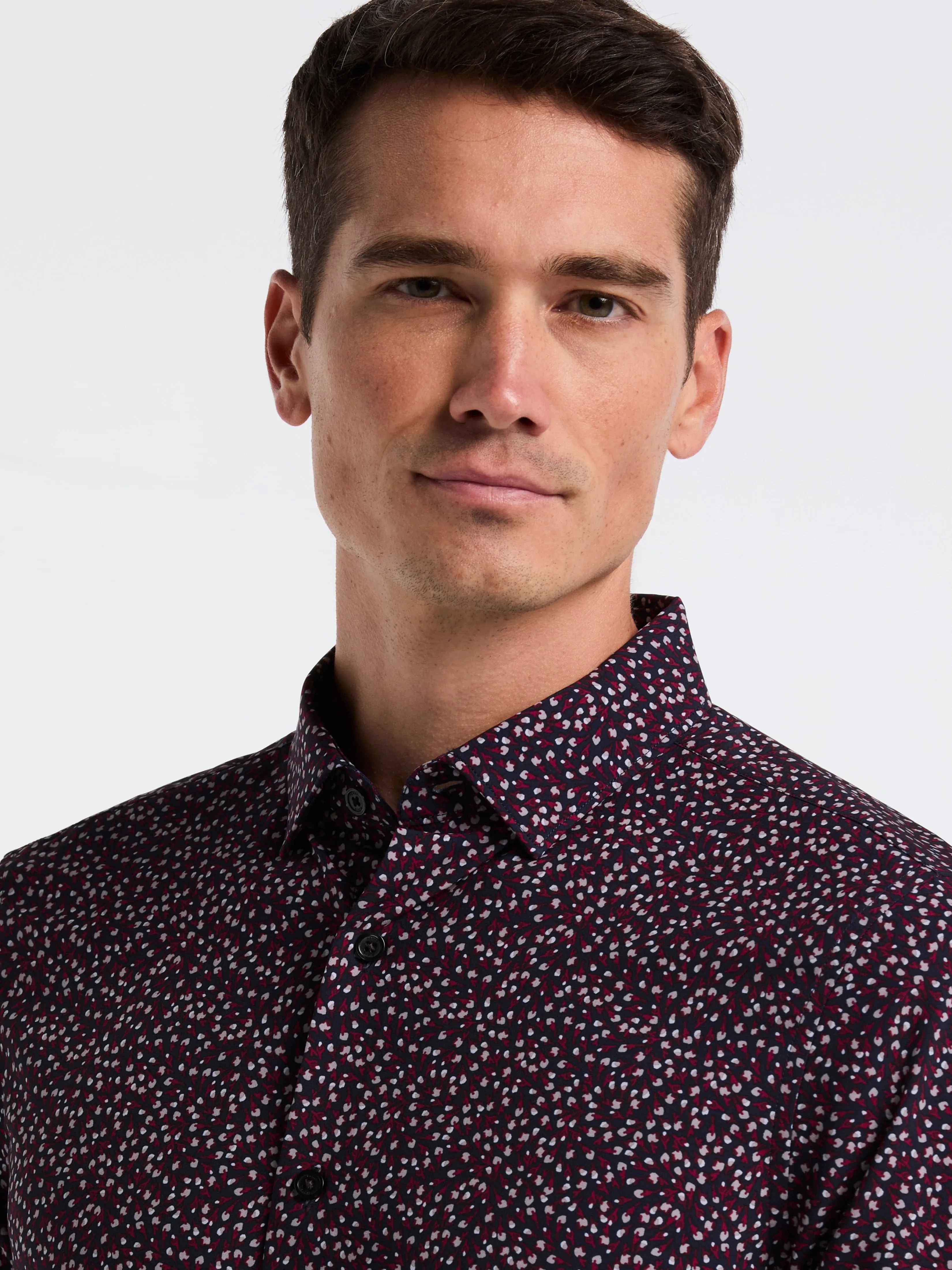 Micro Floral Print Slim Fit Total Stretch Shirt sold by Perry Ellis product image thumbnail 3