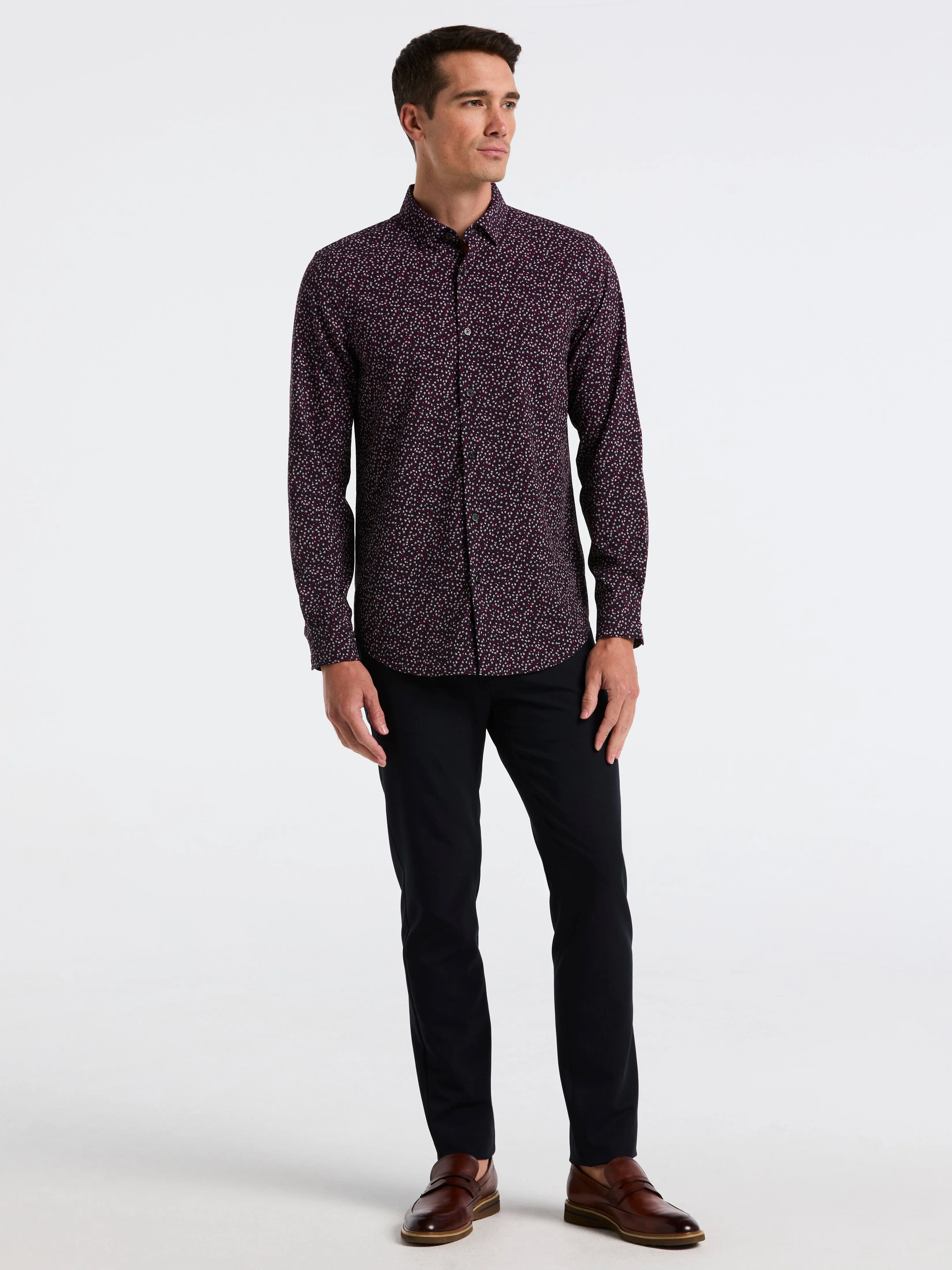 Micro Floral Print Slim Fit Total Stretch Shirt sold by Perry Ellis product image thumbnail 4
