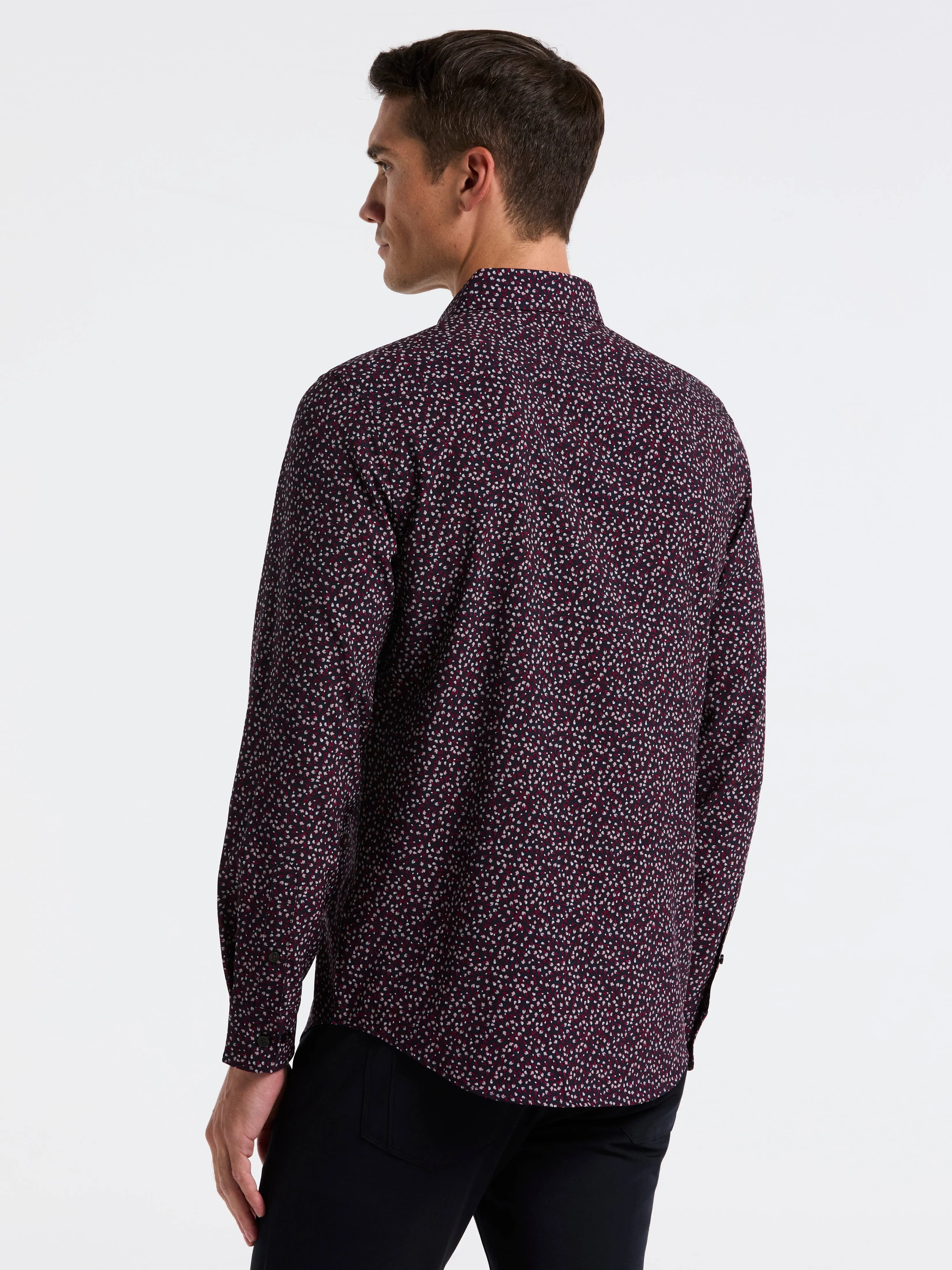 Micro Floral Print Slim Fit Total Stretch Shirt sold by Perry Ellis product image thumbnail 2