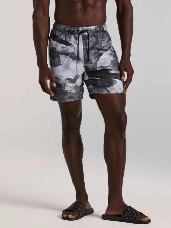 Abstract Wave Print Swim Trunk sold by Perry Ellis