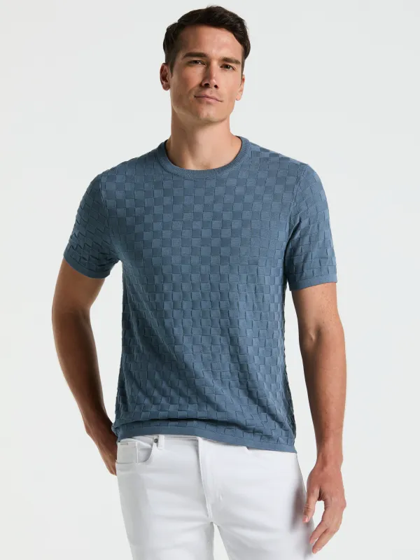 Square Pattern Crew Neck Sweater Tee made by Perry Ellis