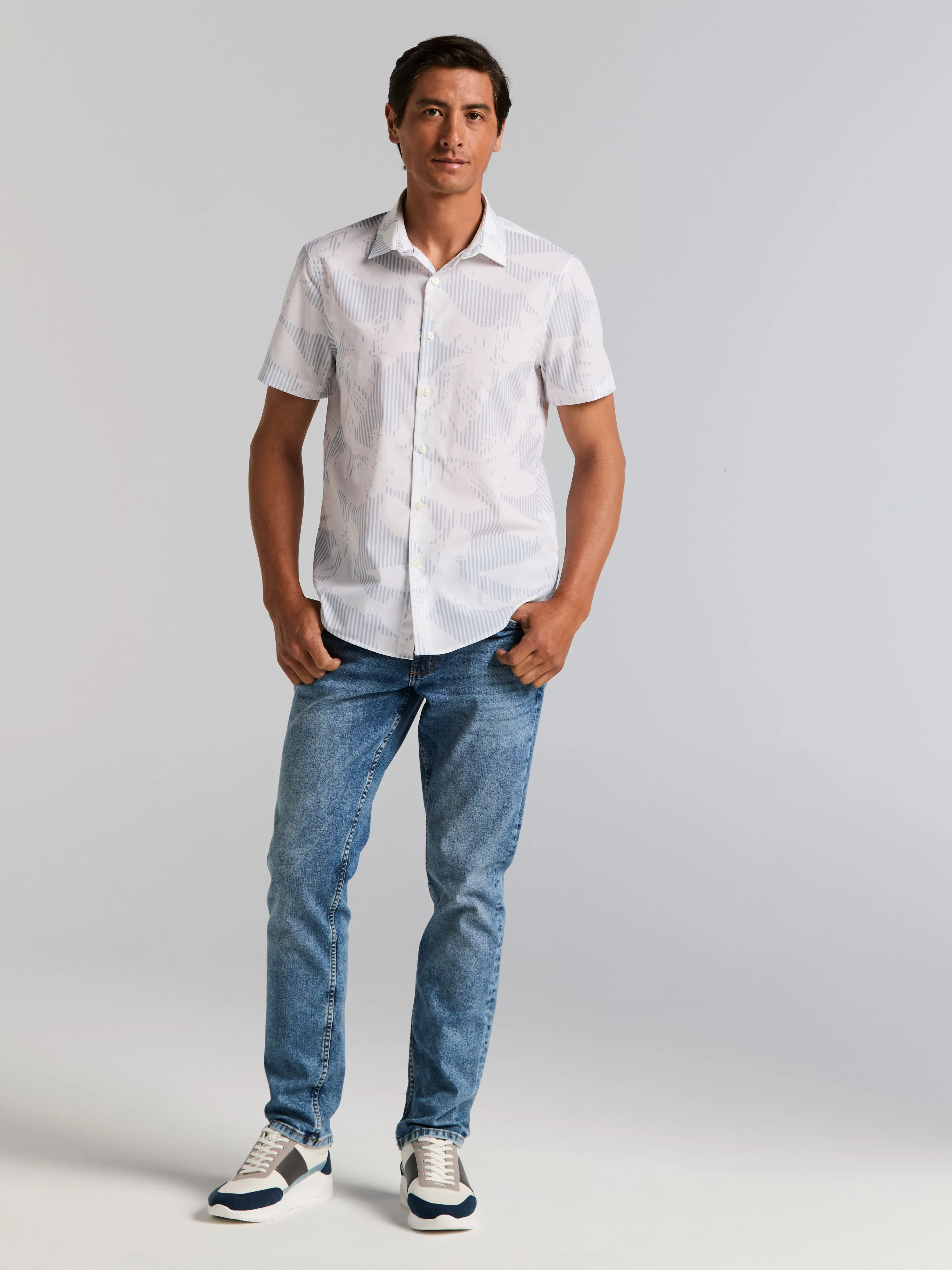 Slim Fit Feather Print Shirt sold by Perry Ellis product image thumbnail 5