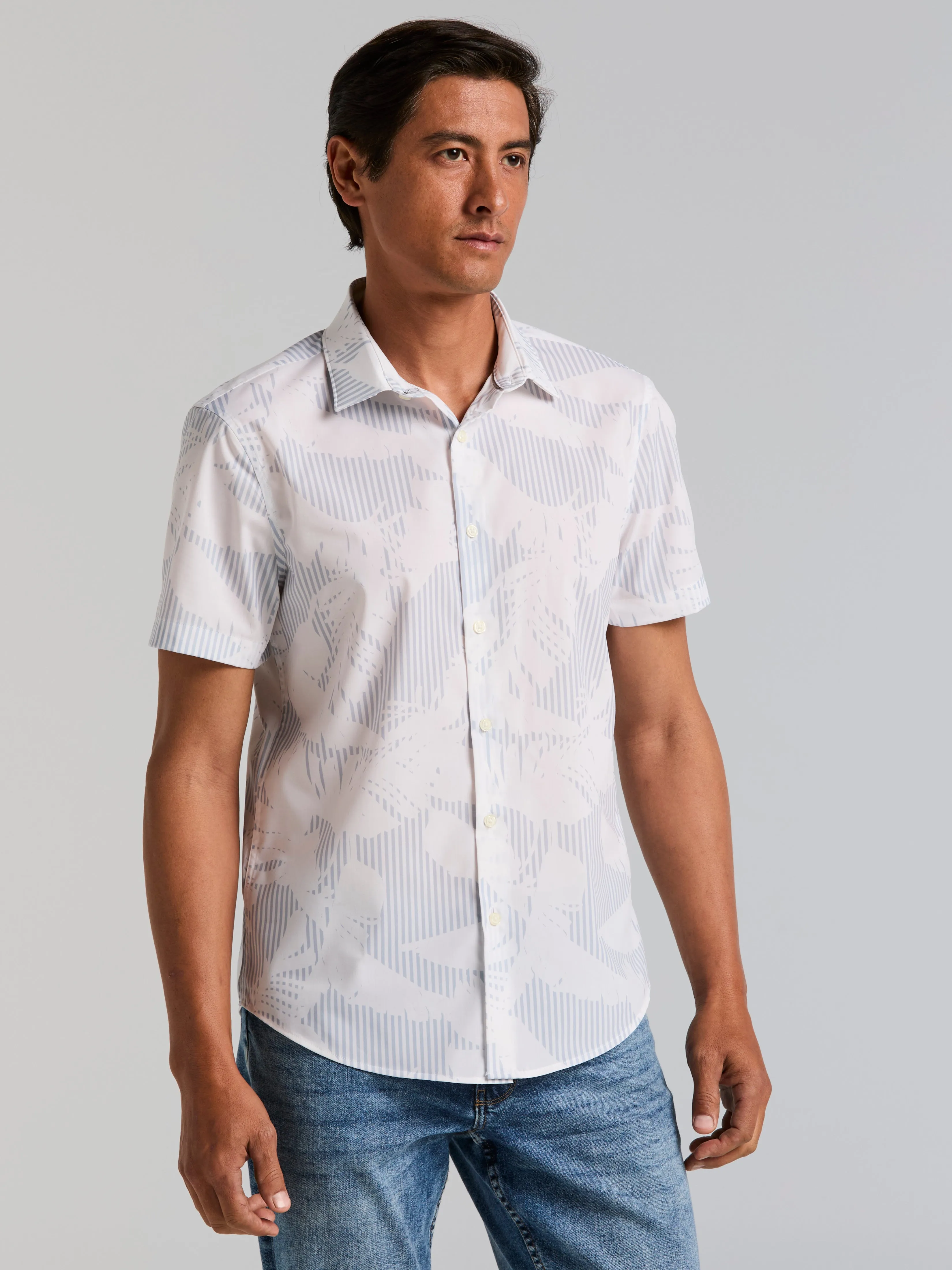 Slim Fit Feather Print Shirt sold by Perry Ellis